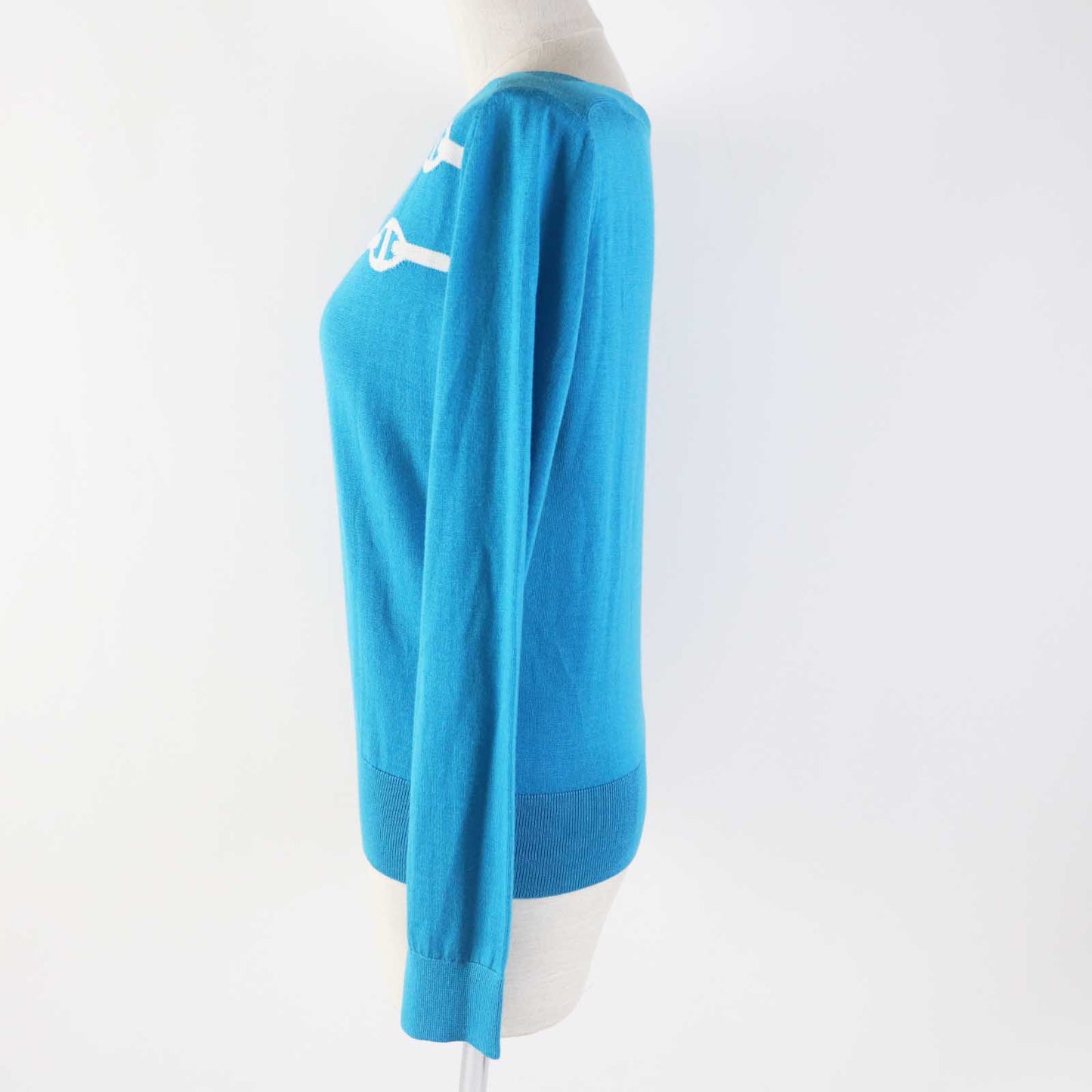 HERMES knit cashmere Light blue white 34