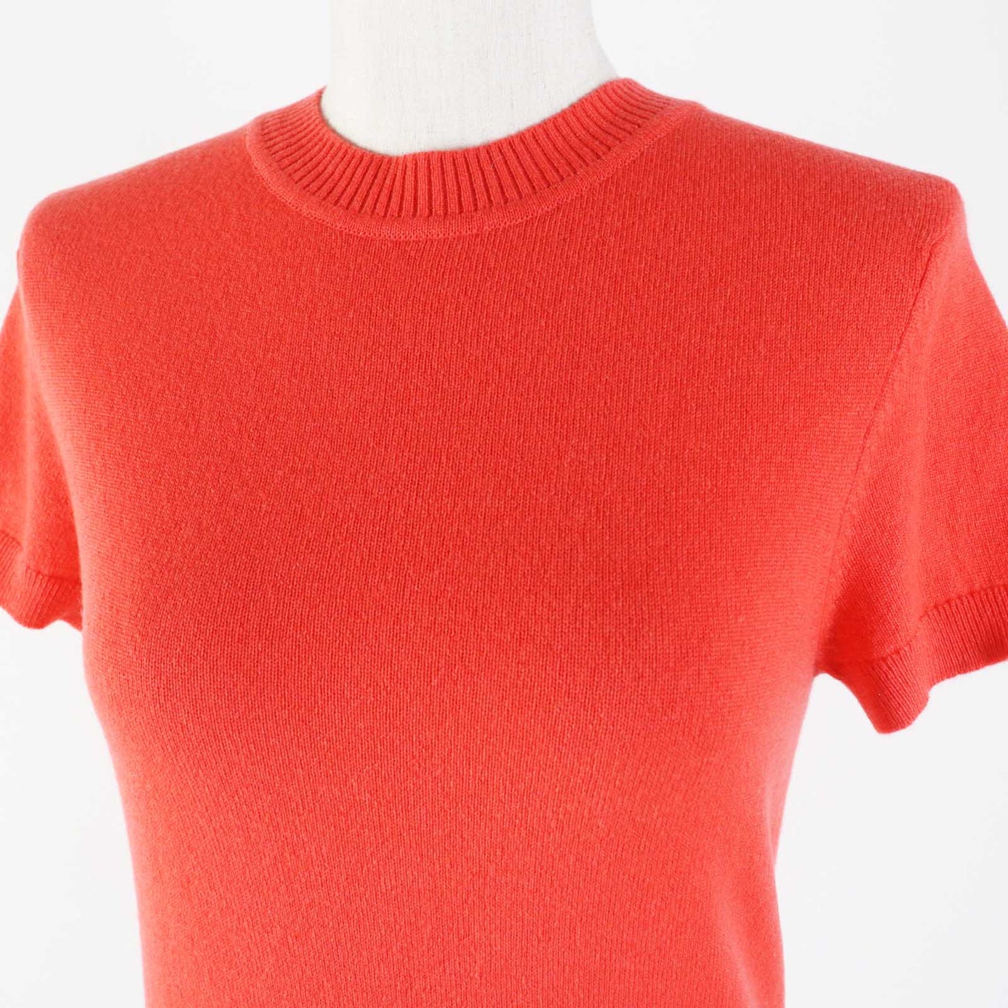 HERMES Short sleeve knit cashmere Orange type 34