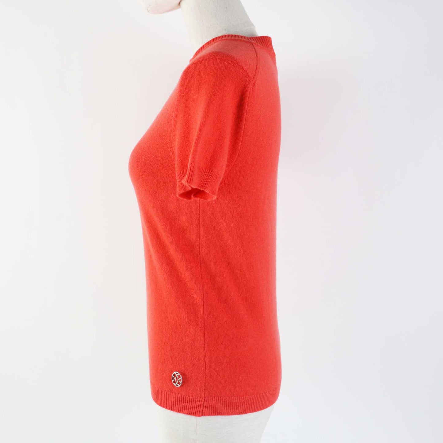 HERMES Short sleeve knit cashmere Orange type 34