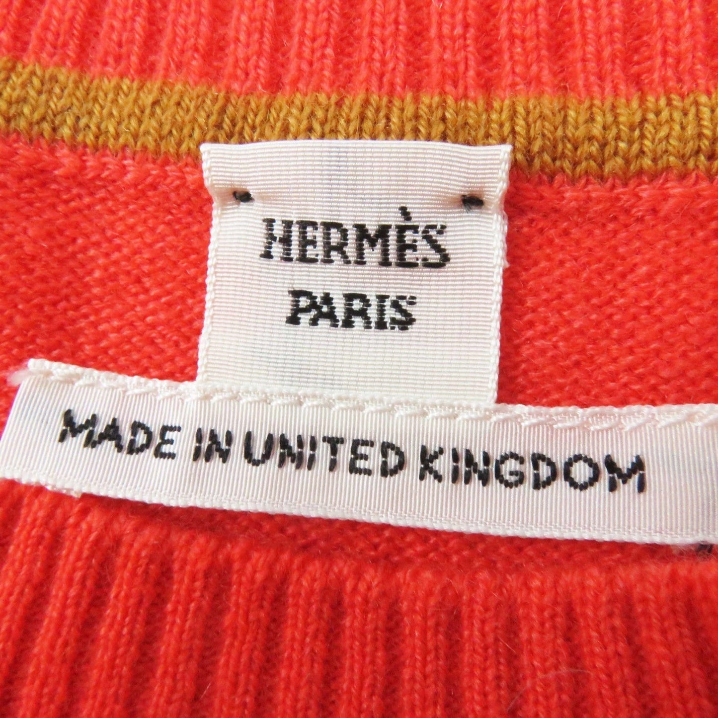HERMES Short sleeve knit cashmere Orange type 34