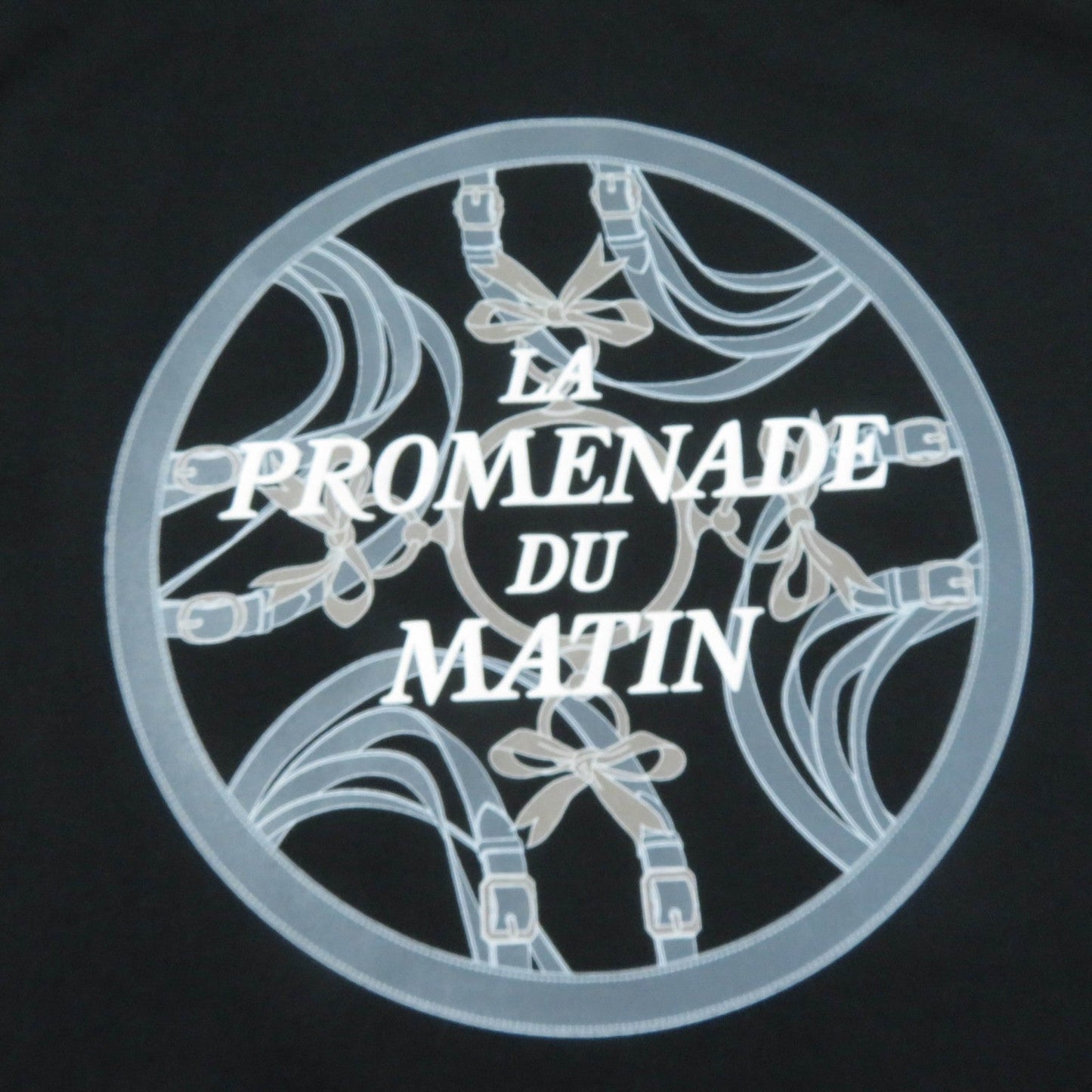 HERMES Short sleeve T-shirt cotton black Morning walk on the Matin Promenade 36
