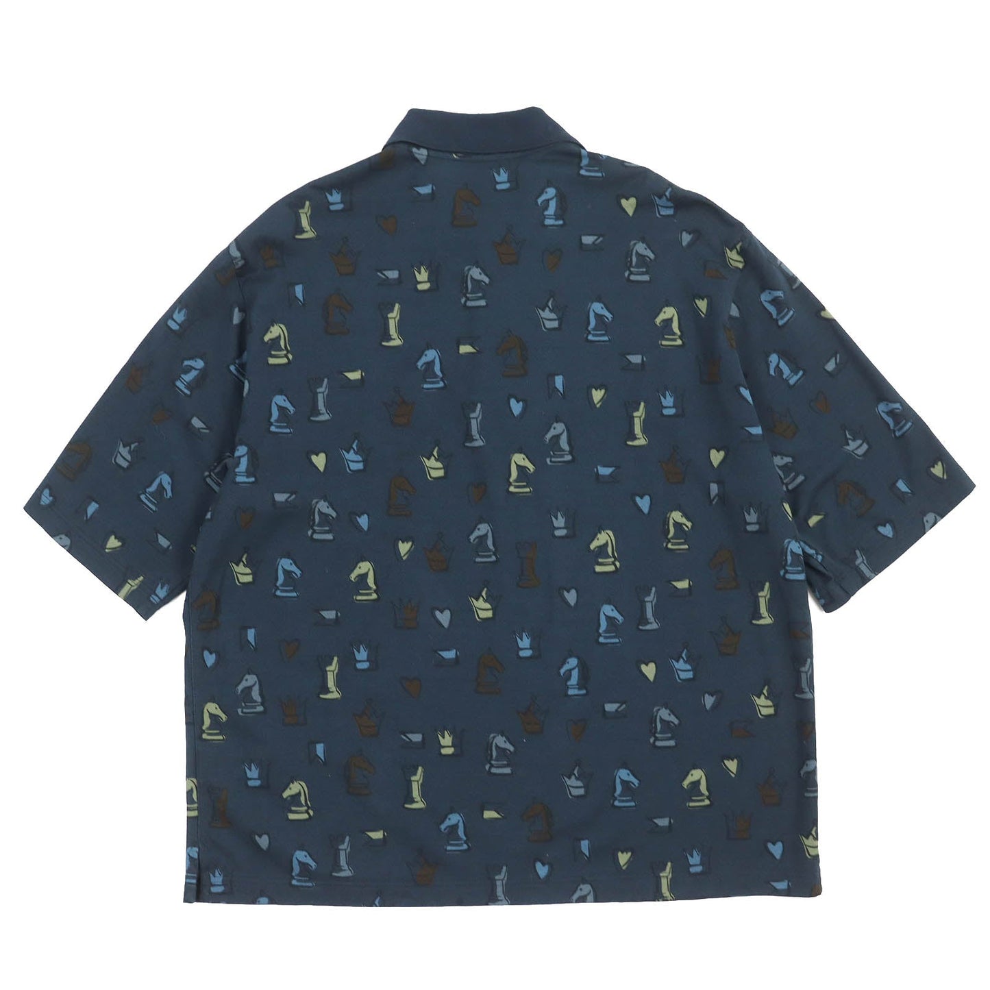 HERMES Short sleeve polo shirt cotton Navy multi-color L