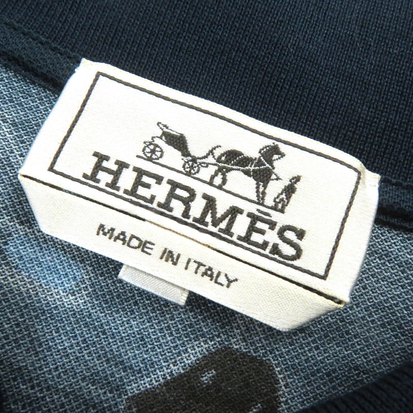 HERMES Short sleeve polo shirt cotton Navy multi-color L
