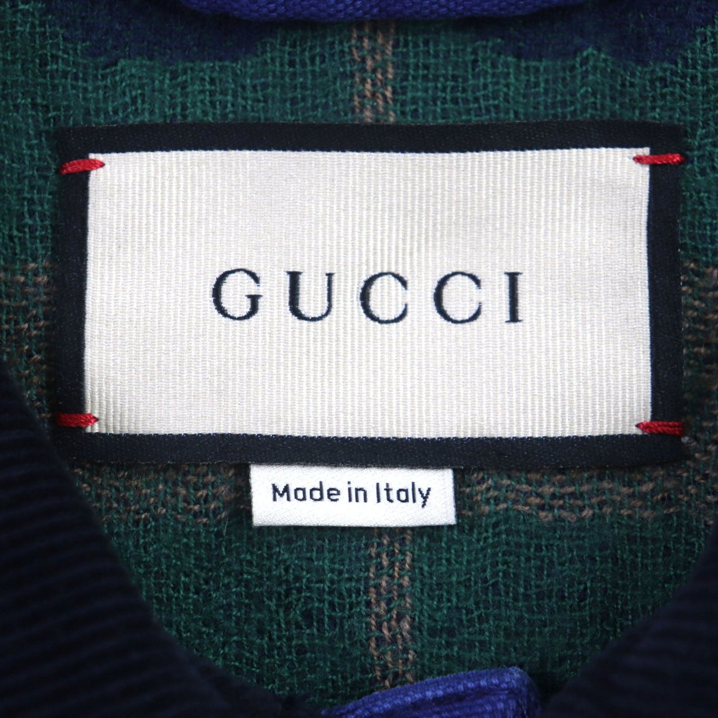 GUCCI Blouson 709636 XDB39 cotton blue-black Padded jacket Corduroy collar, GG check pattern on the back 48