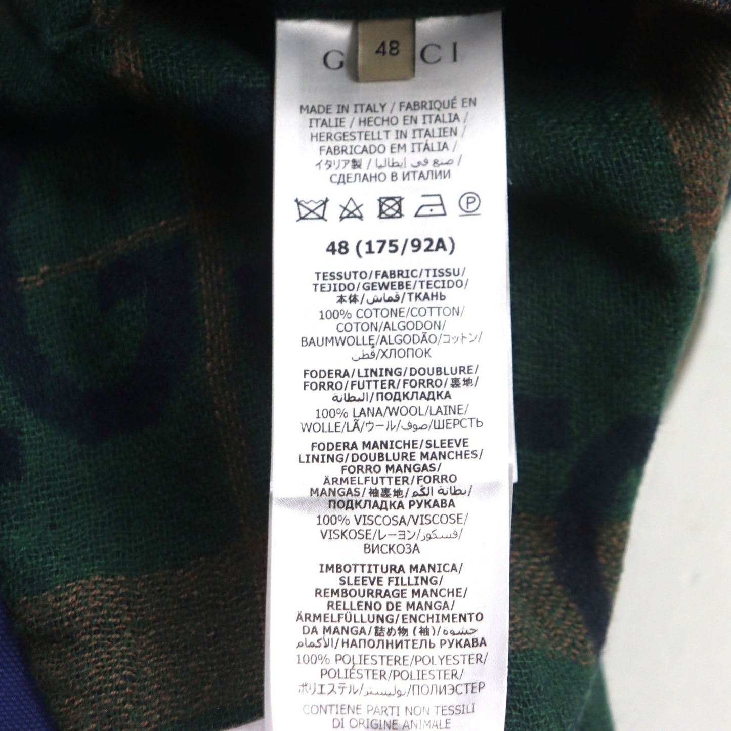 GUCCI Blouson 709636 XDB39 cotton blue-black Padded jacket Corduroy collar, GG check pattern on the back 48