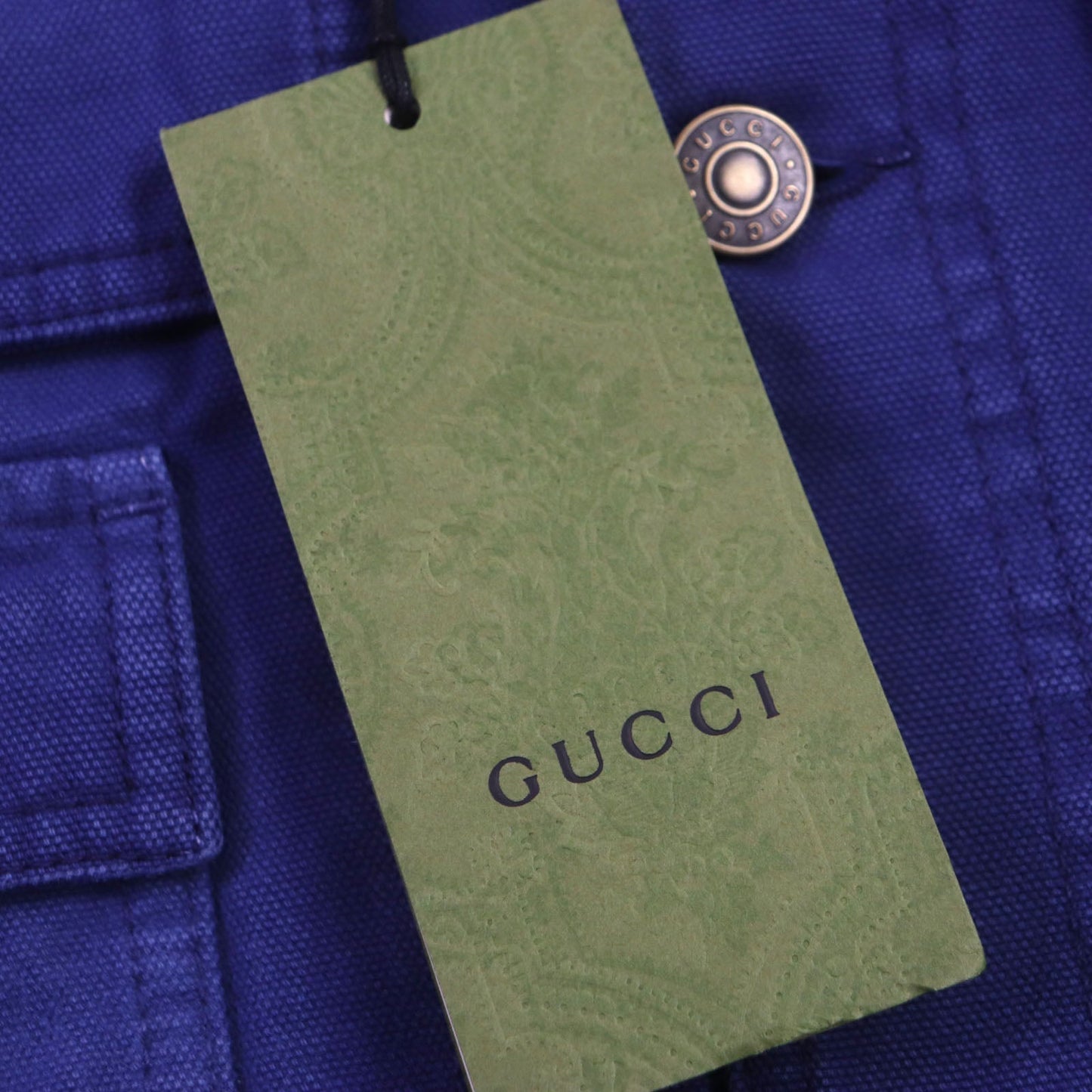 GUCCI Blouson 709636 XDB39 cotton blue-black Padded jacket Corduroy collar, GG check pattern on the back 48
