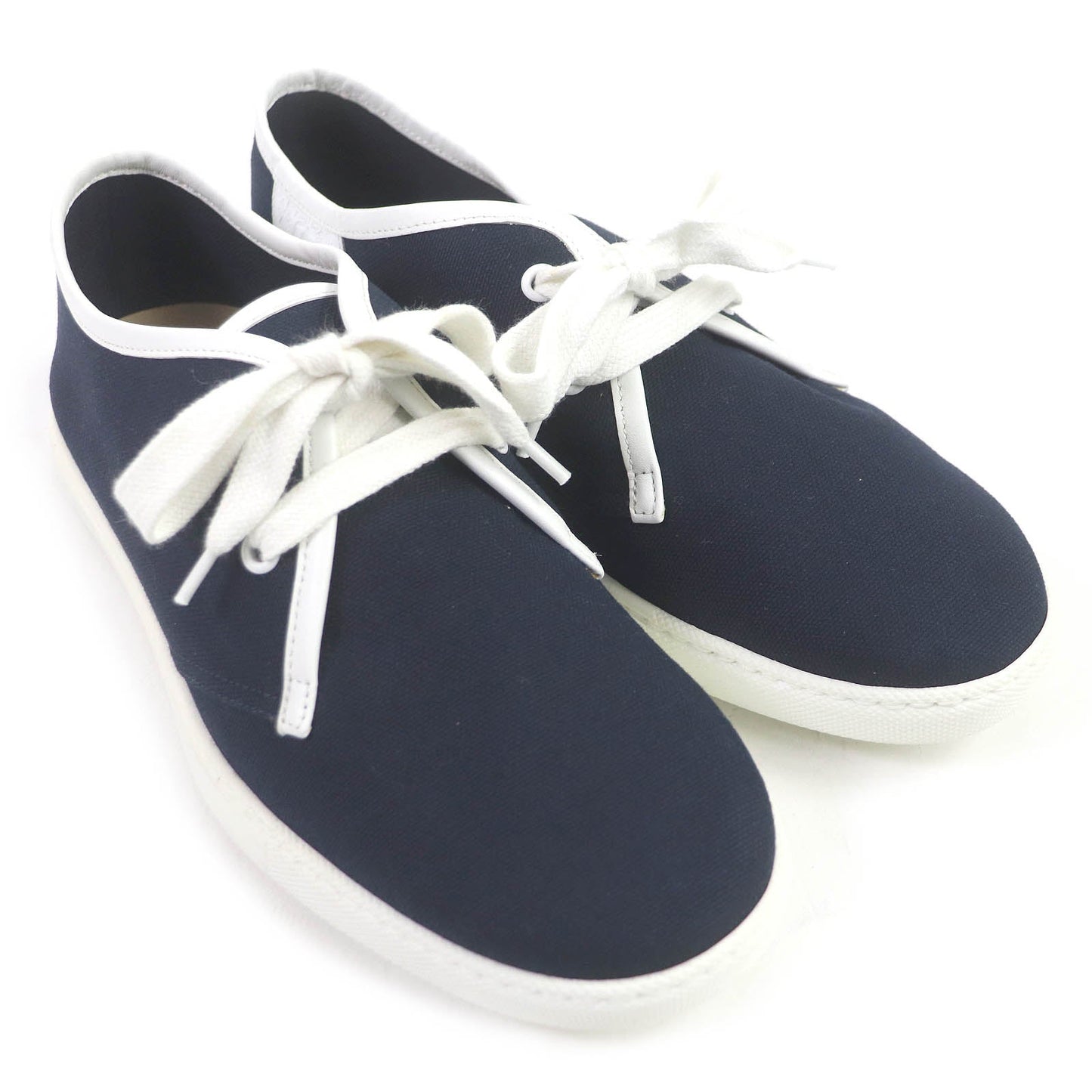 HERMES Low cut sneakers canvas Navy white Bookplate 40.5