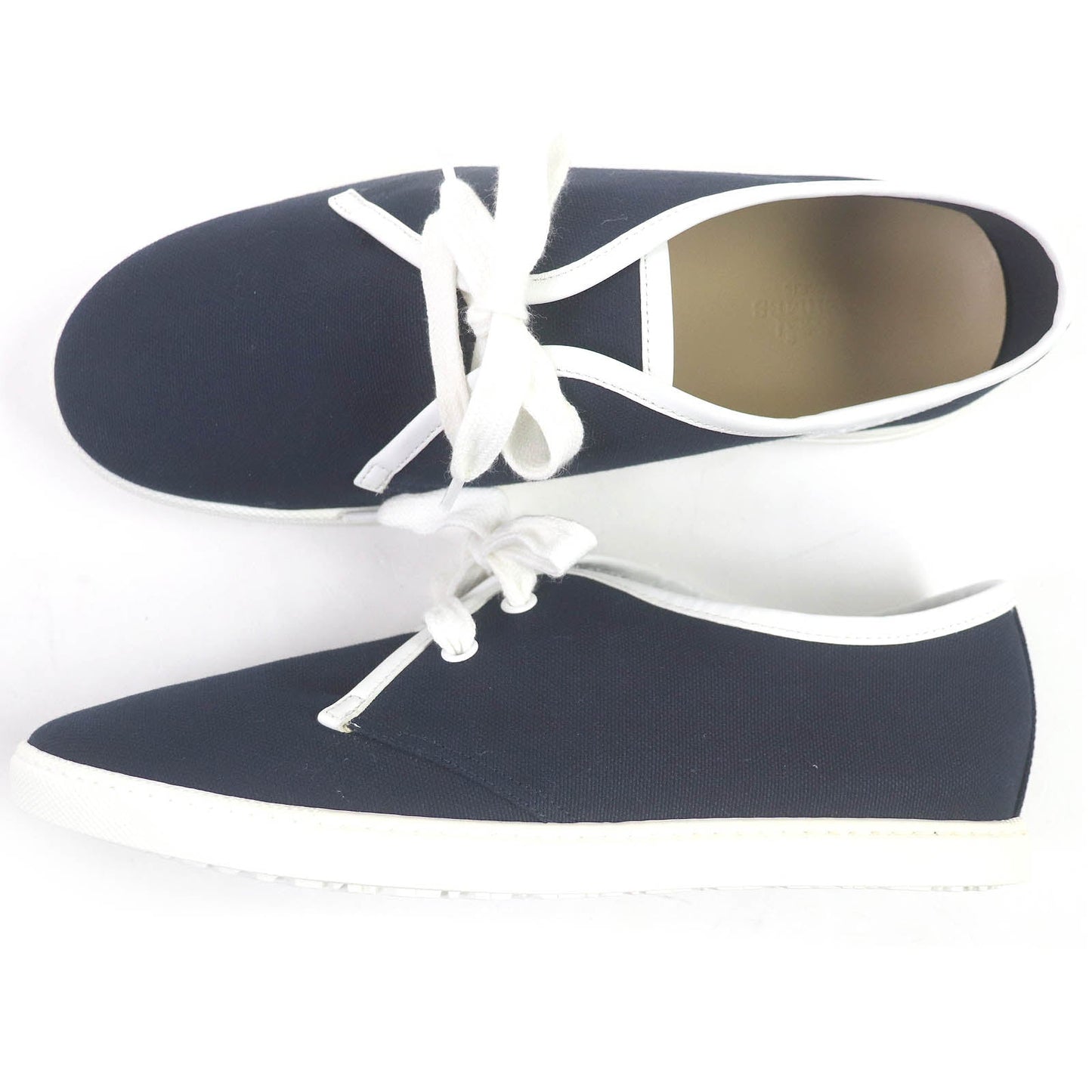 HERMES Low cut sneakers canvas Navy white Bookplate 40.5