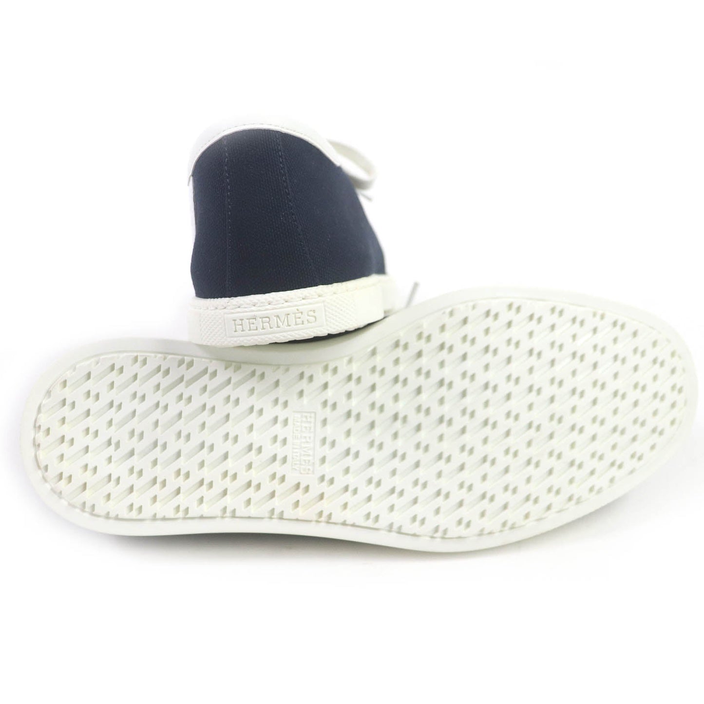 HERMES Low cut sneakers canvas Navy white Bookplate 40.5