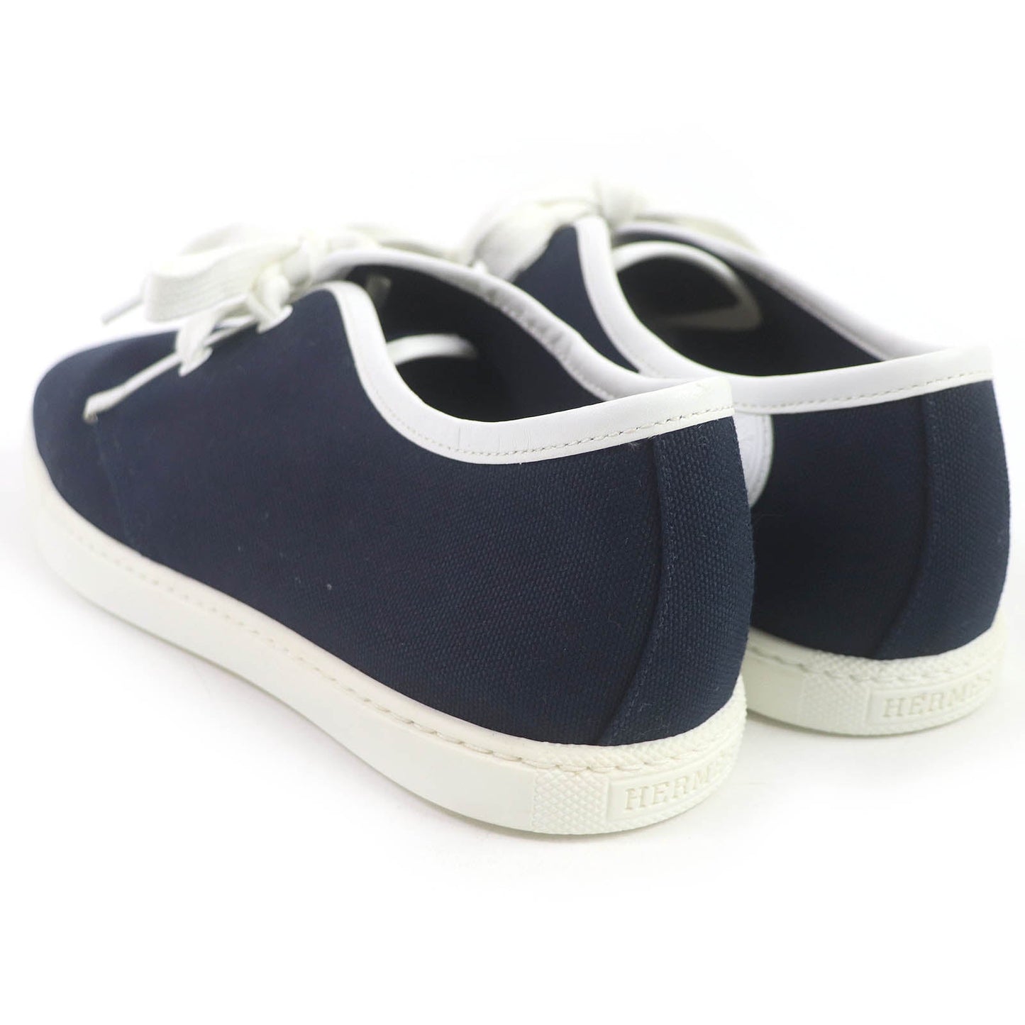 HERMES Low cut sneakers canvas Navy white Bookplate 40.5