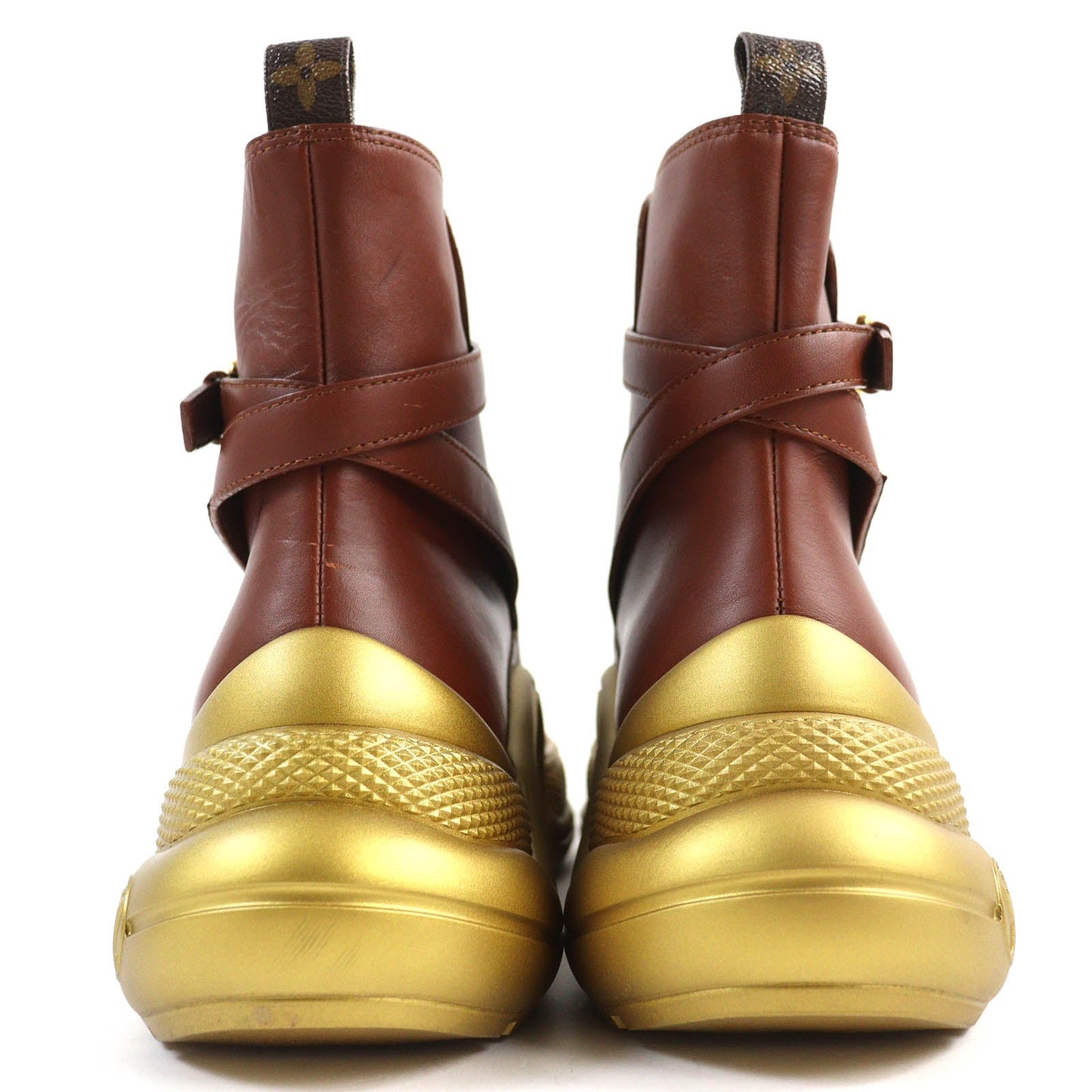 LOUIS VUITTON Ankle boots leather Brown gold Arclight line 42
