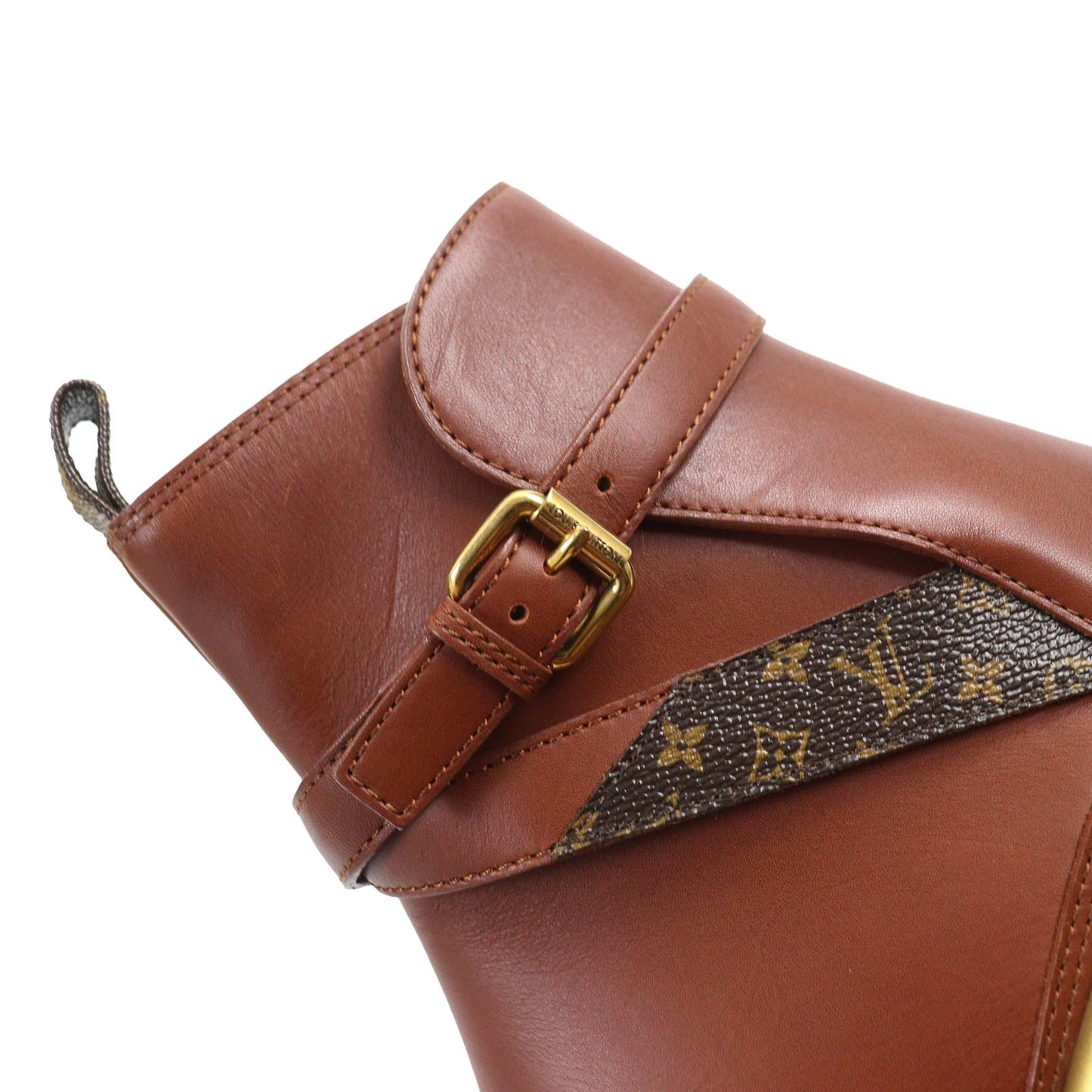 LOUIS VUITTON Ankle boots leather Brown gold Arclight line 42