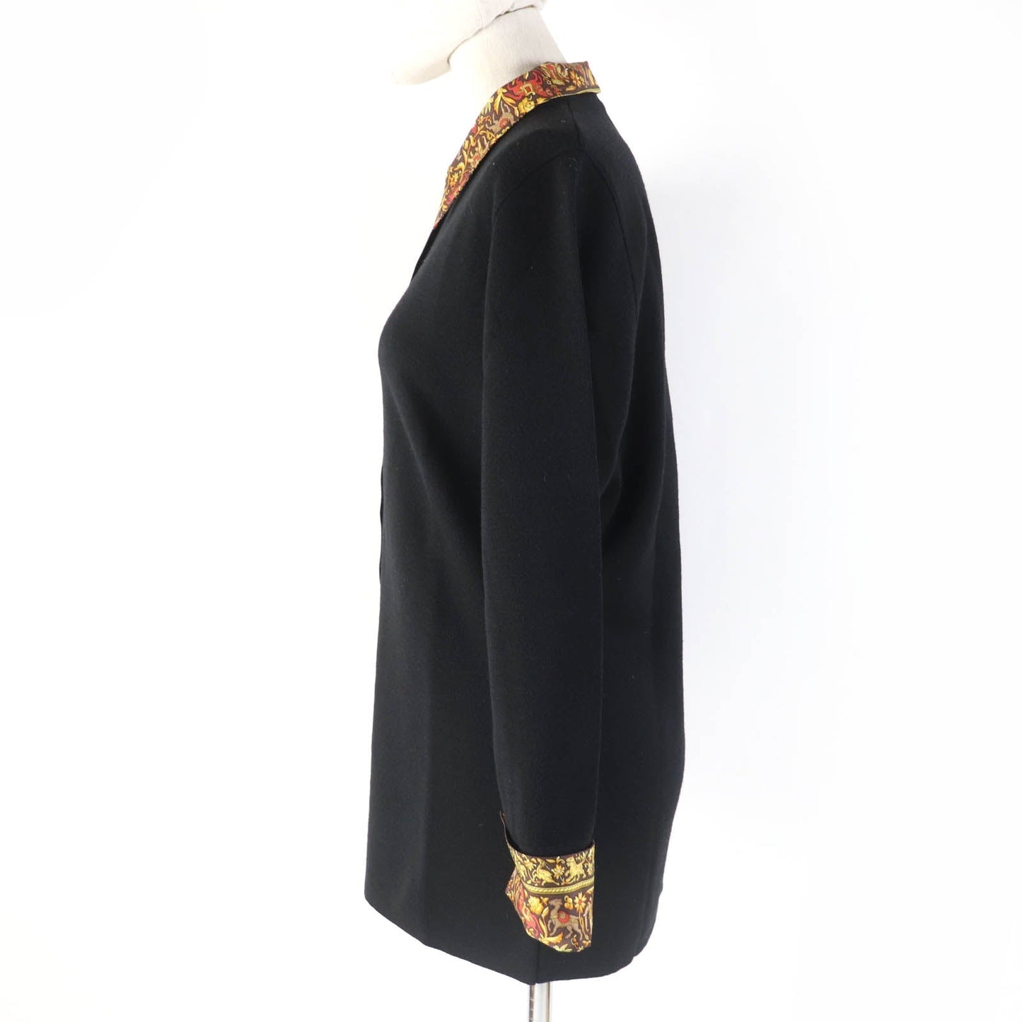 HERMES cardigan wool black CHASSE EN INDE Indian Hunting S