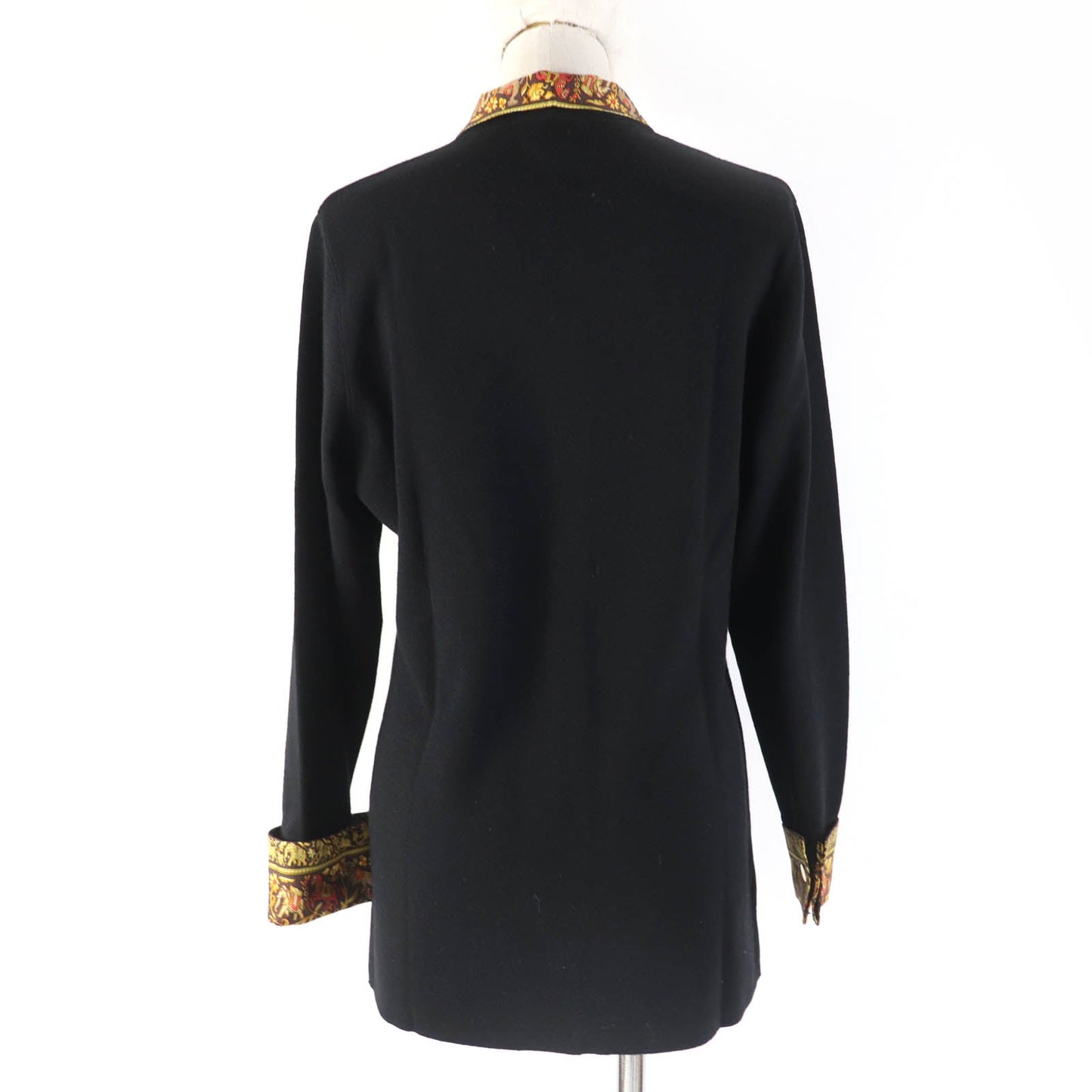 HERMES cardigan wool black CHASSE EN INDE Indian Hunting S