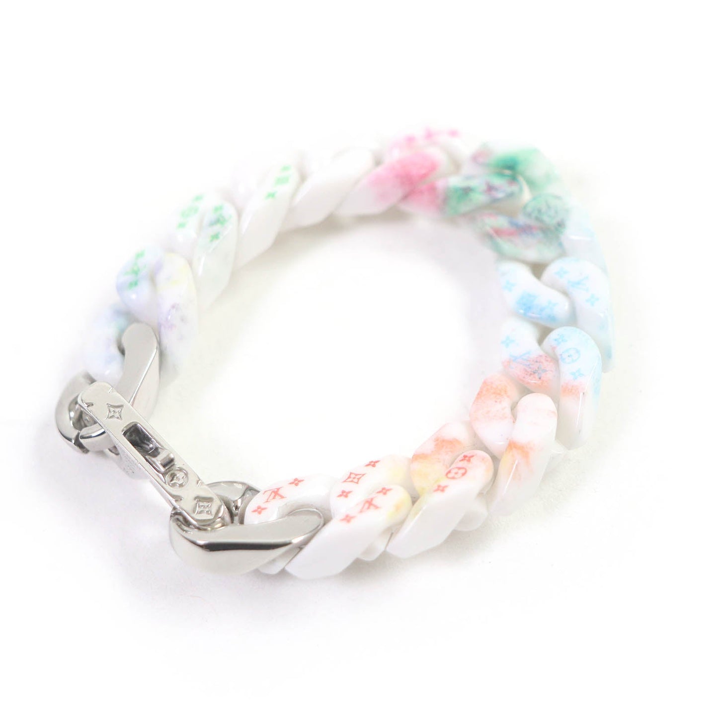 LOUIS VUITTON bracelet MP2851 ceramic White Silver Bracelet Chain Links Pastel M