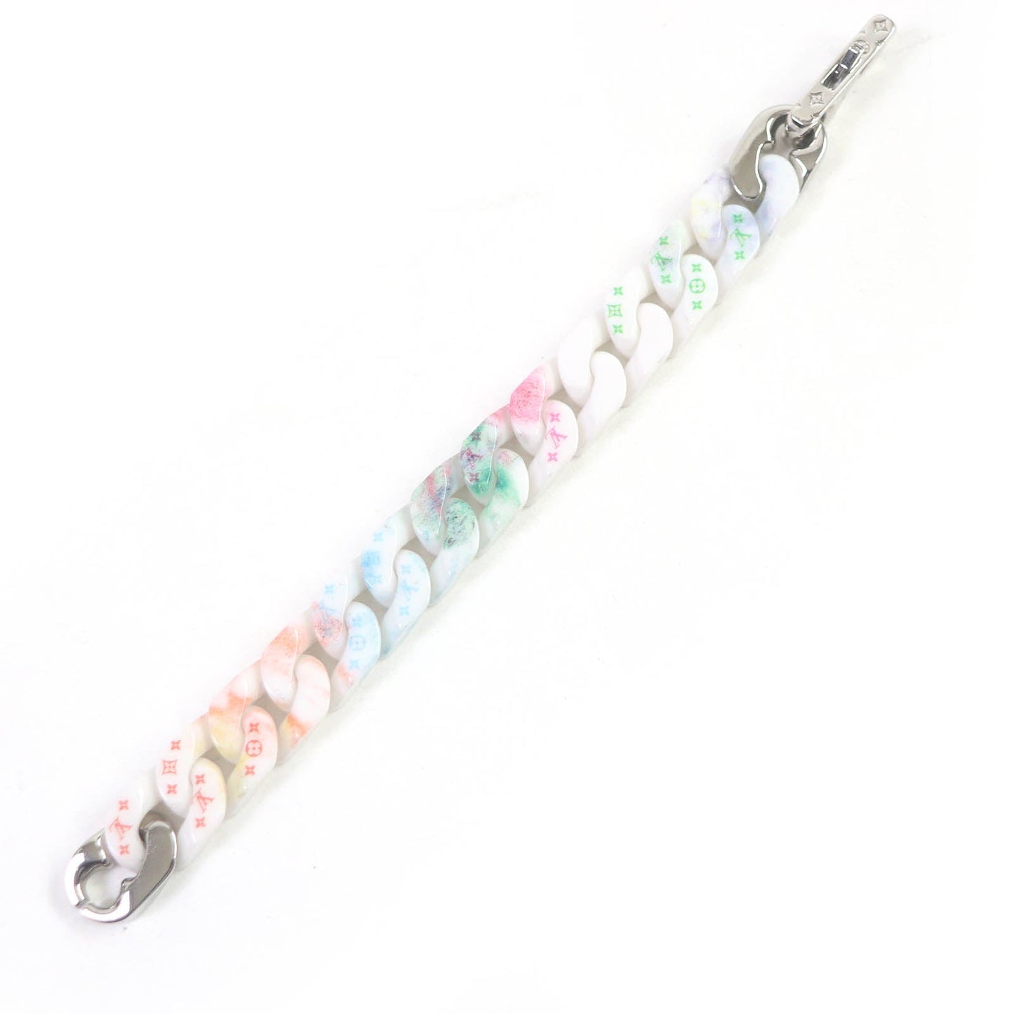 LOUIS VUITTON bracelet MP2851 ceramic White Silver Bracelet Chain Links Pastel M