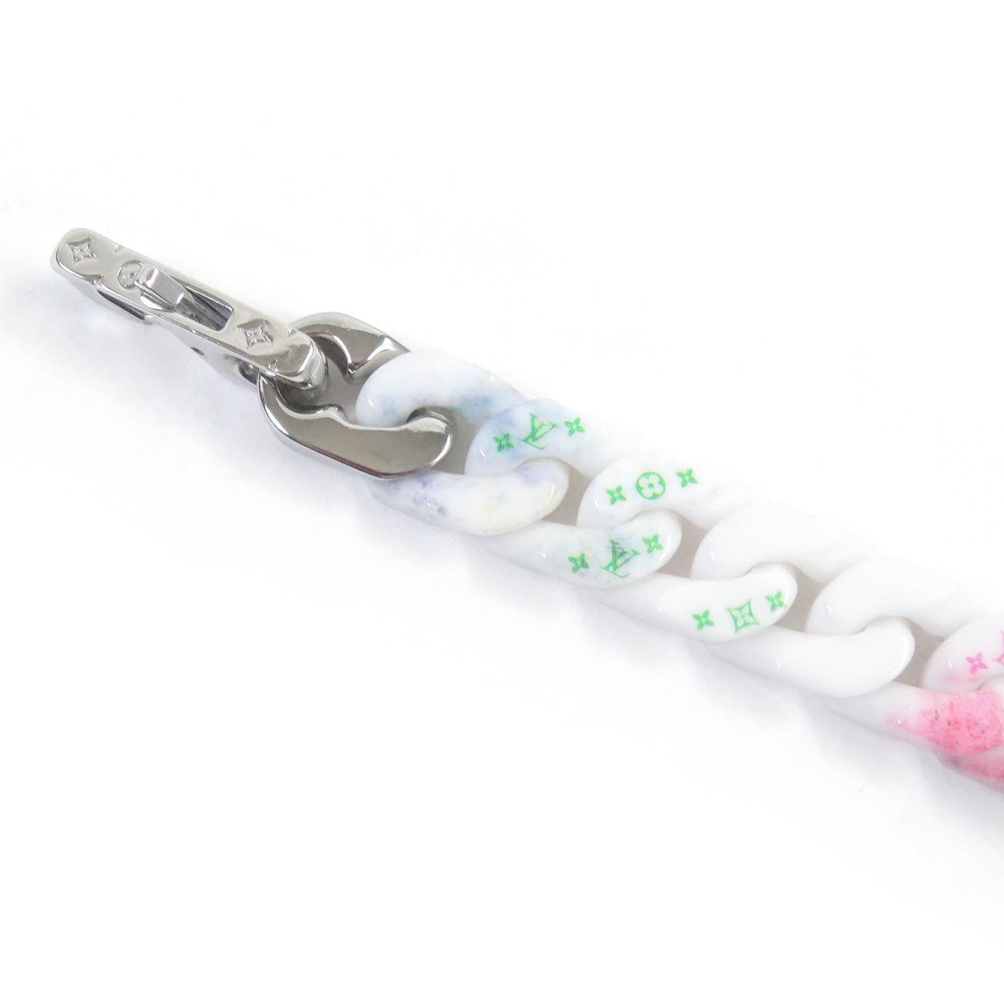 LOUIS VUITTON bracelet MP2851 ceramic White Silver Bracelet Chain Links Pastel M