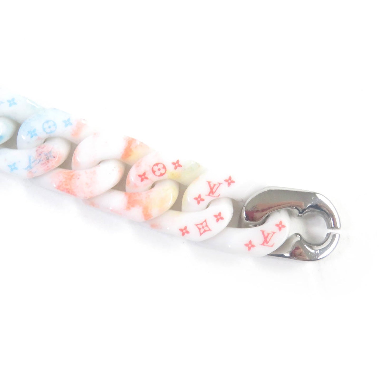 LOUIS VUITTON bracelet MP2851 ceramic White Silver Bracelet Chain Links Pastel M