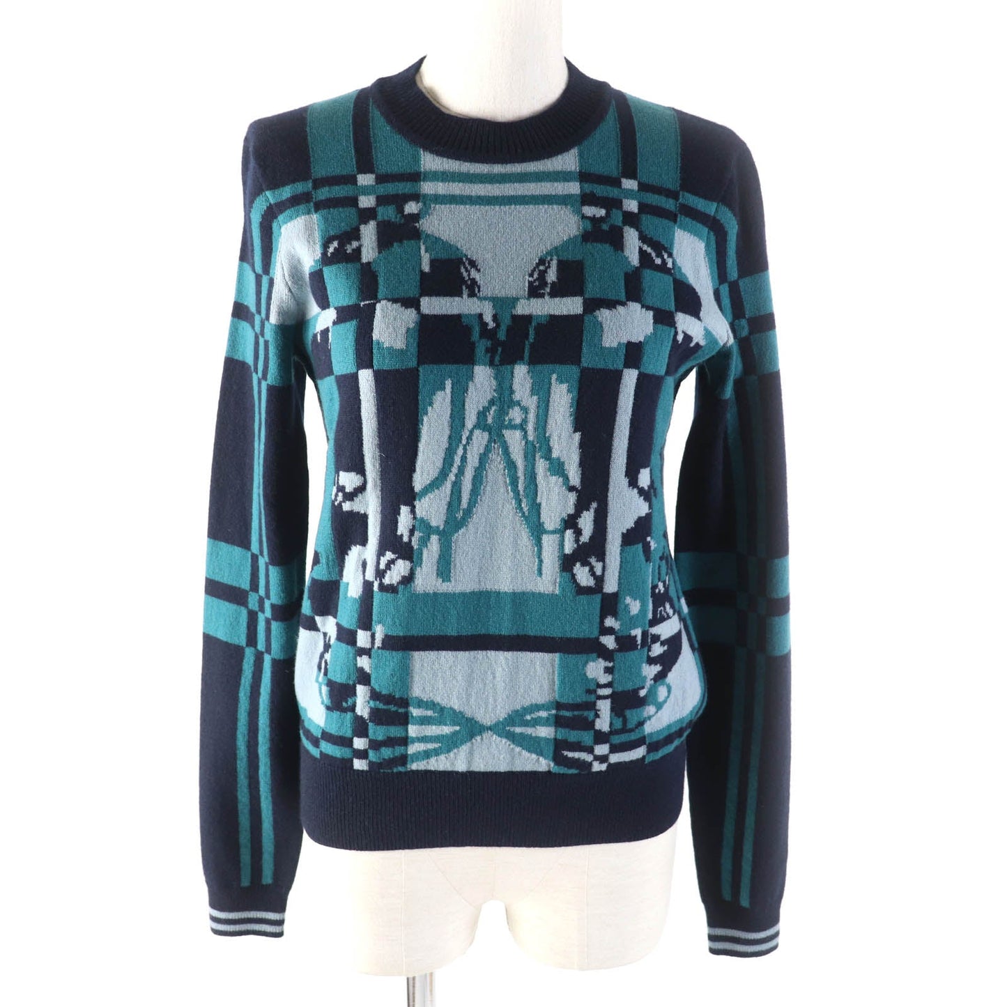 HERMES knit 3H2620DD cashmere Multi Brid de Gala Tartan 34