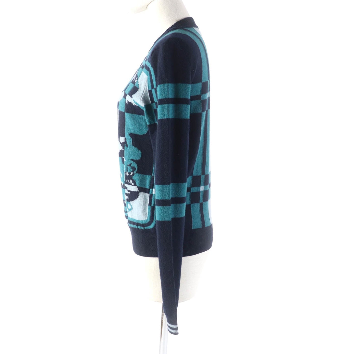 HERMES knit 3H2620DD cashmere Multi Brid de Gala Tartan 34