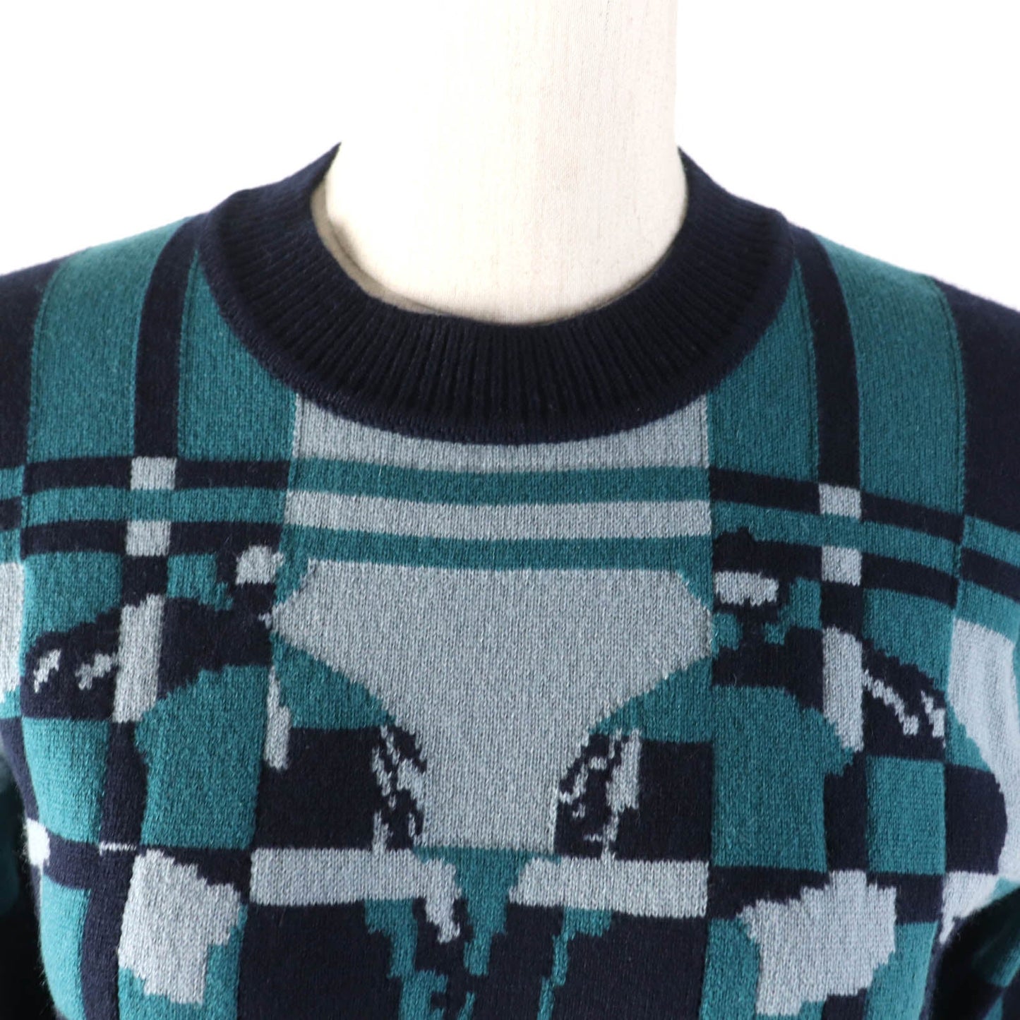 HERMES knit 3H2620DD cashmere Multi Brid de Gala Tartan 34