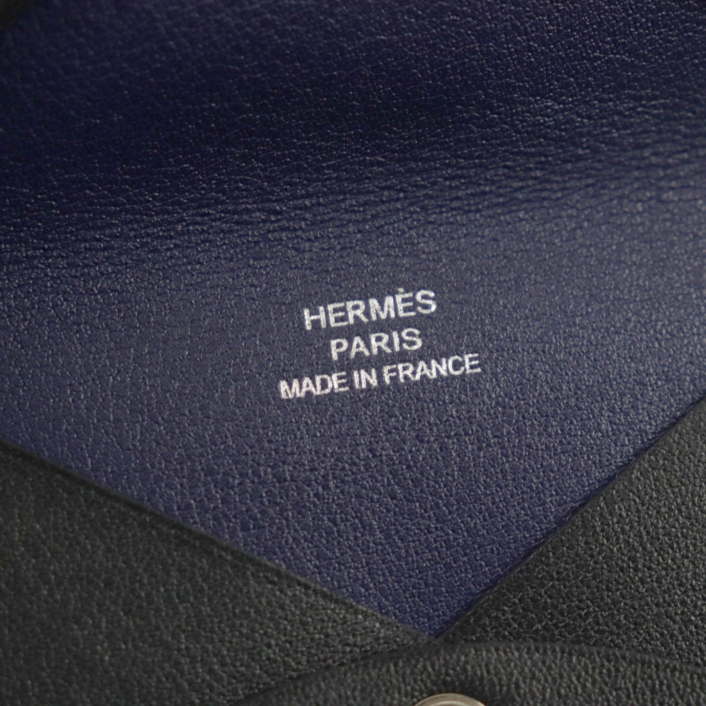 HERMES Card Case Box scarf Black Blue Saphir Calvi Verso