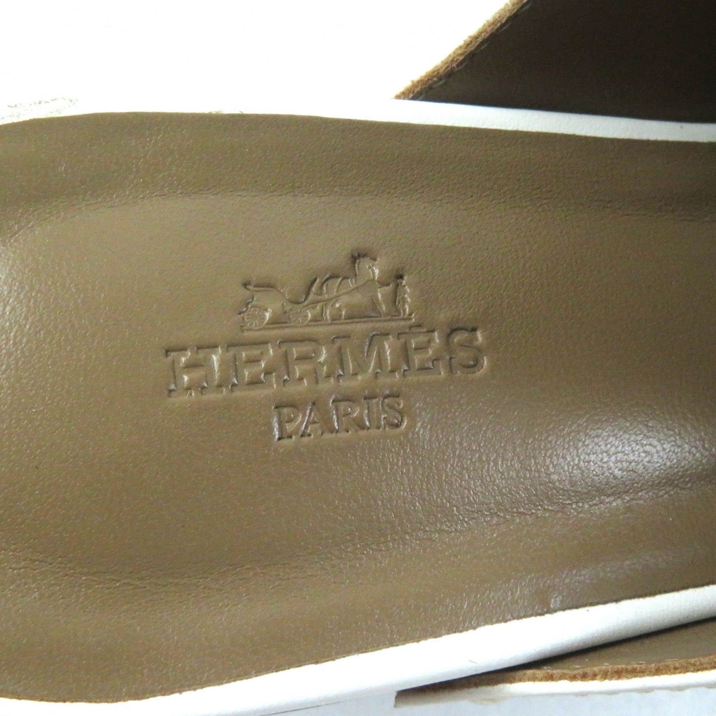 HERMES Mule leather white Carlotta 36