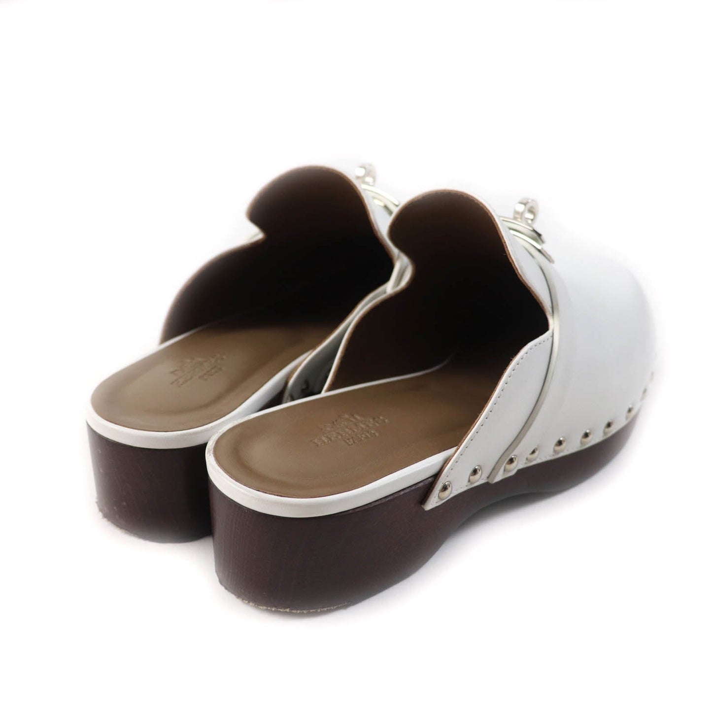 HERMES Mule leather white Carlotta 36