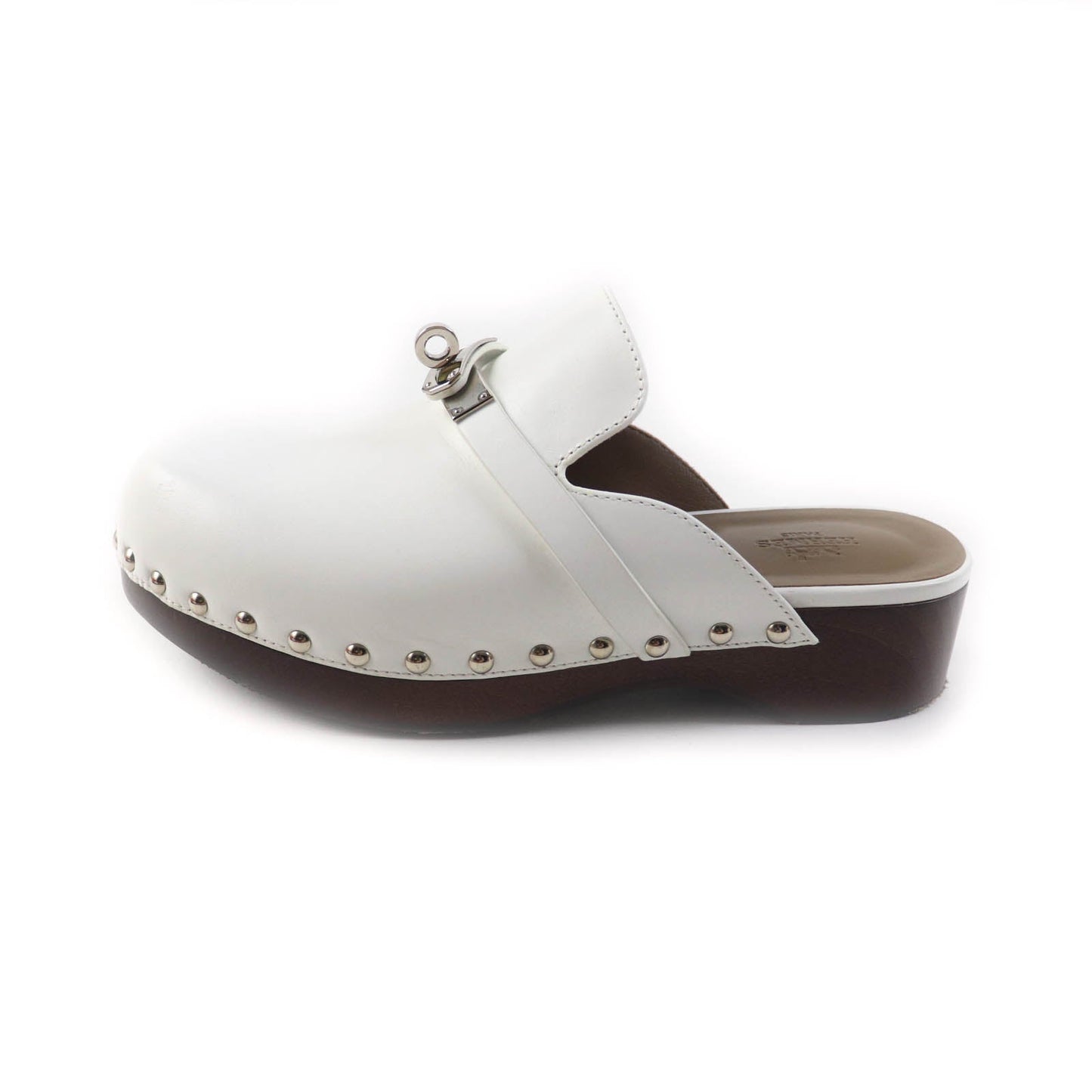 HERMES Mule leather white Carlotta 36