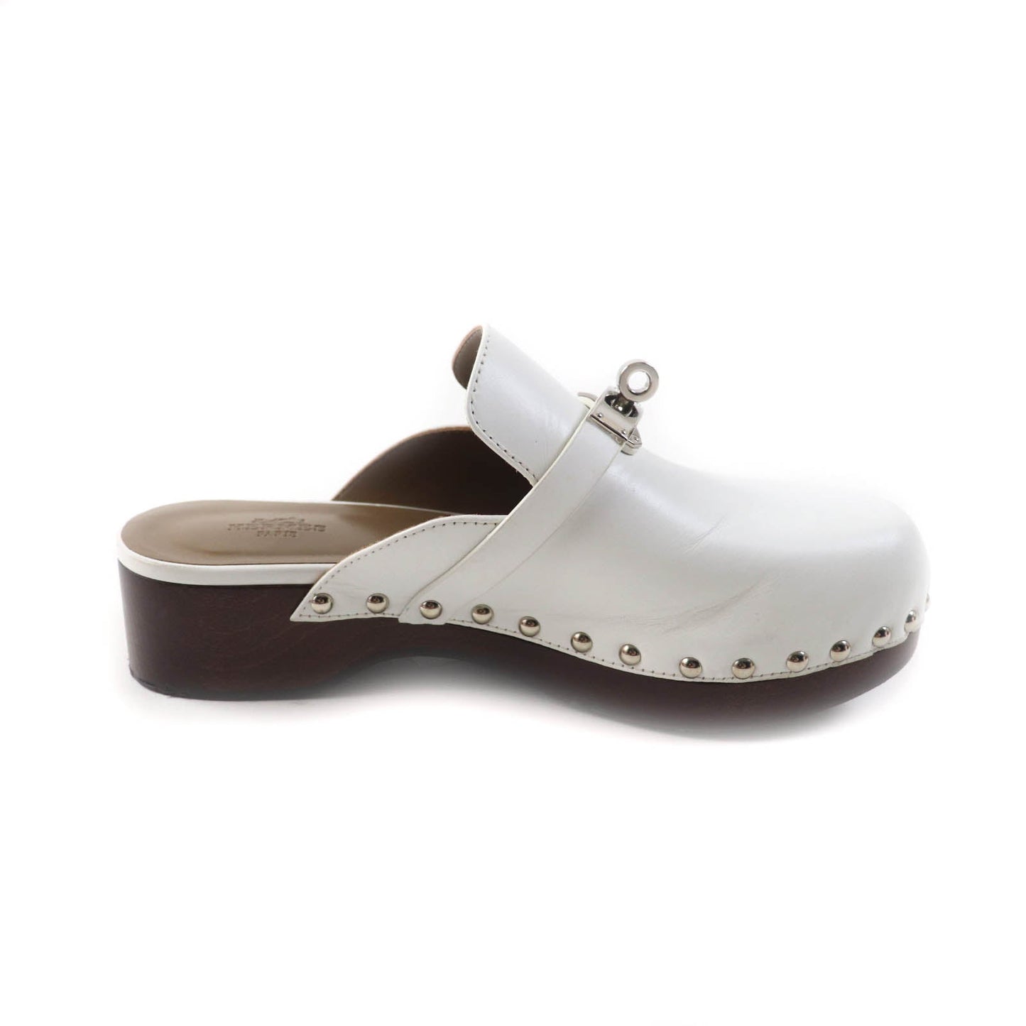 HERMES Mule leather white Carlotta 36