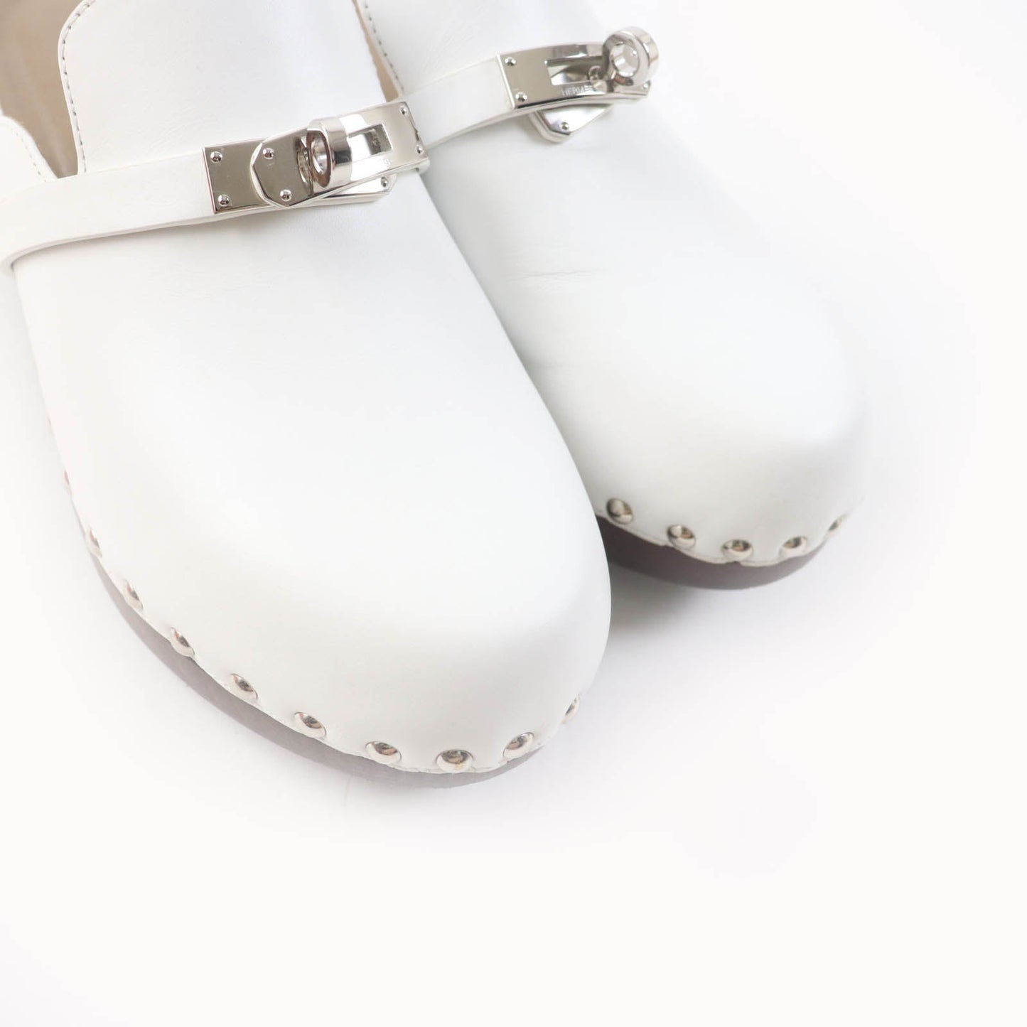 HERMES Mule leather white Carlotta 36