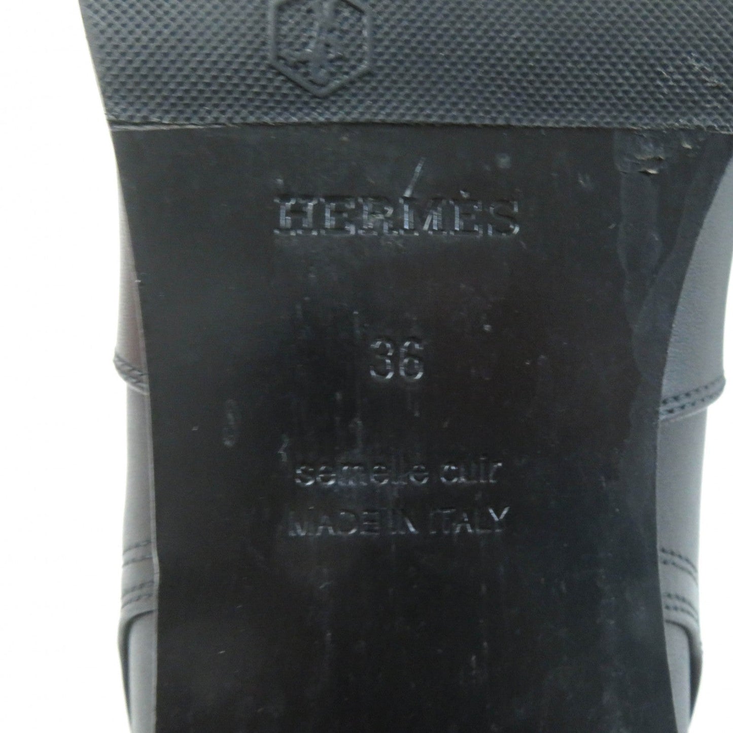 HERMES short boots leather black Saint Germain 36