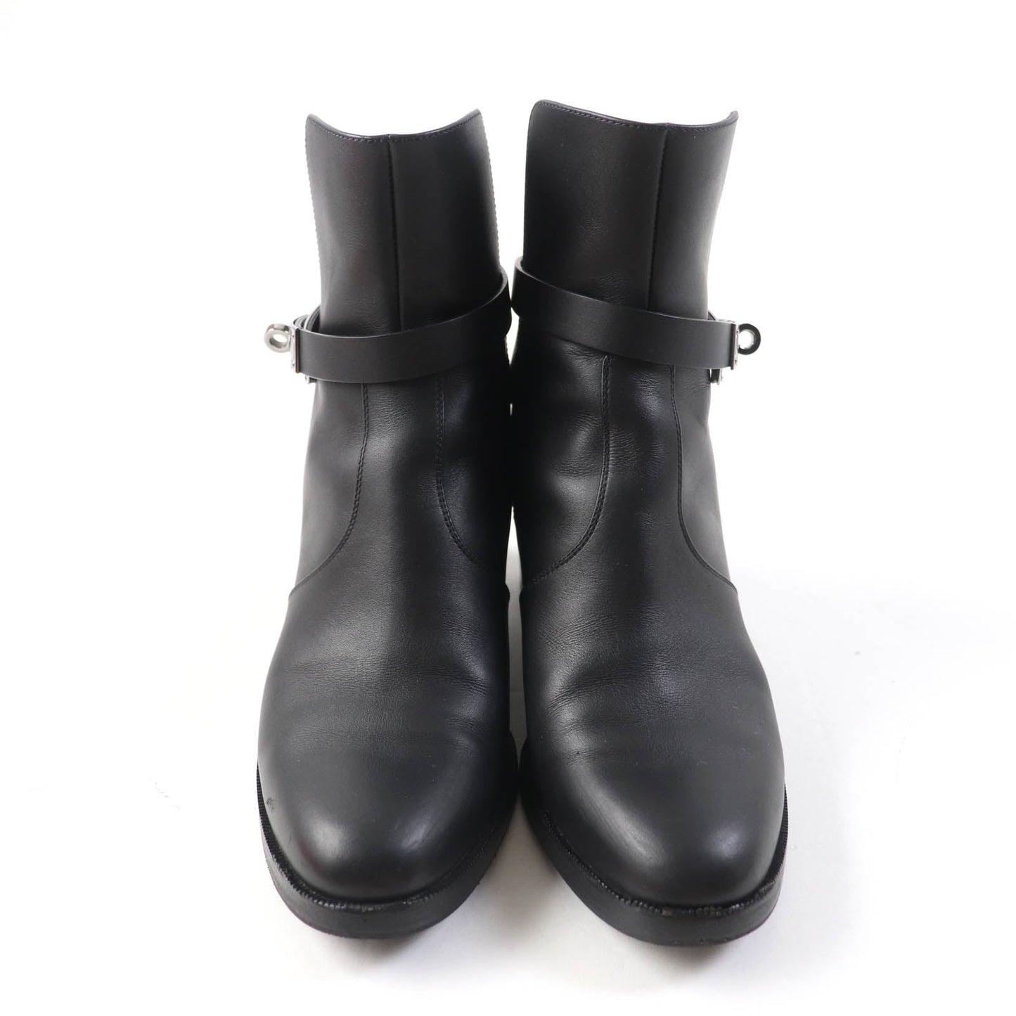 HERMES short boots leather black Saint Germain 36