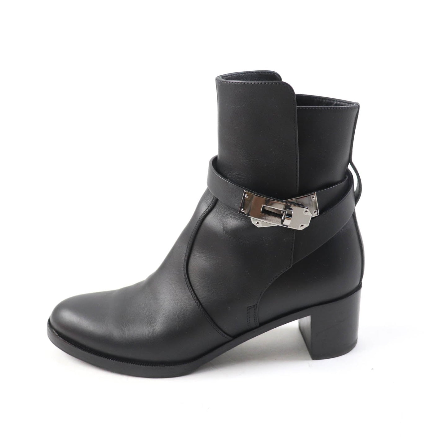HERMES short boots leather black Saint Germain 36