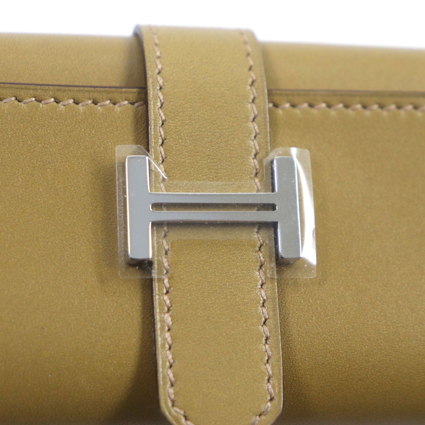 HERMES Key case Key holder  Box scarf Yellow beige Bean