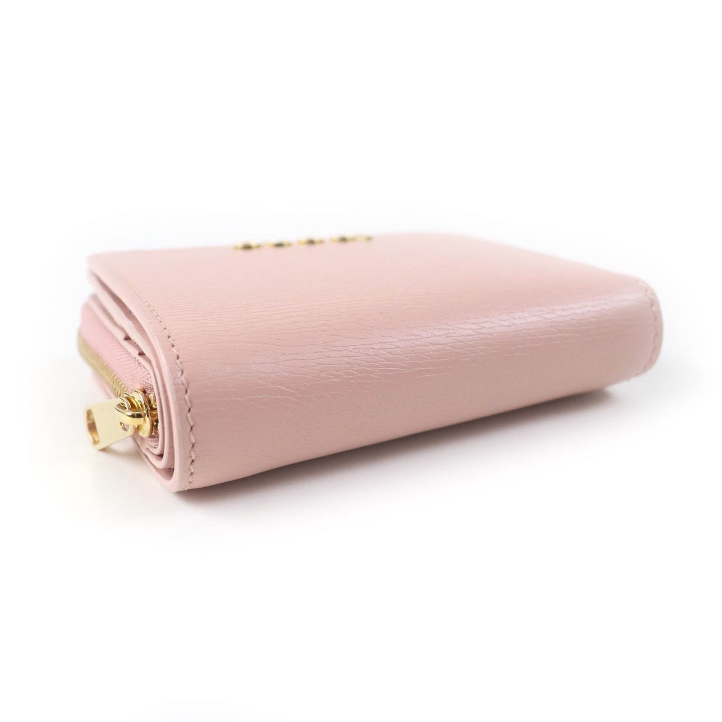 GUCCI Bifold Wallet 772639 leather Light pink Script Mini Wallet