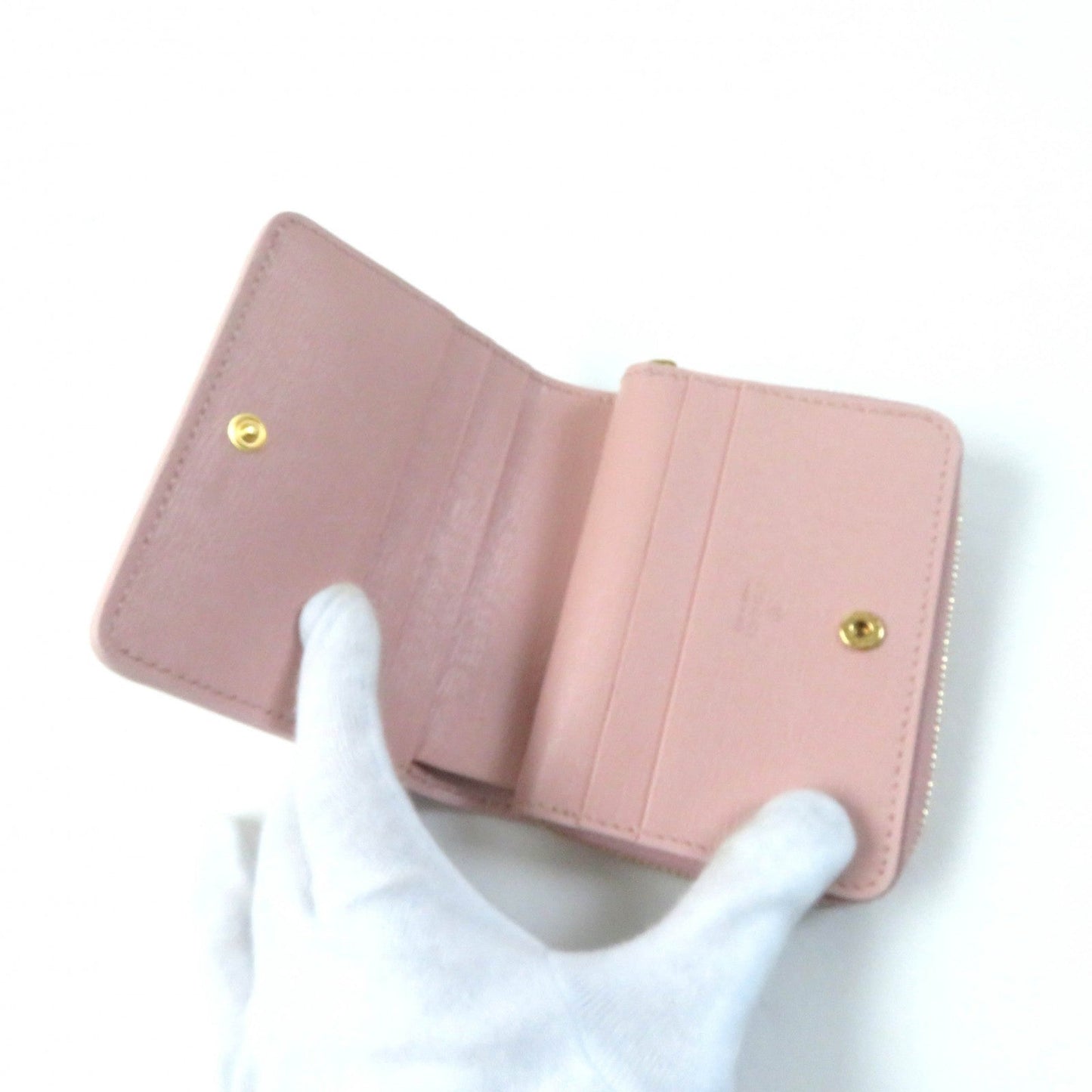 GUCCI Bifold Wallet 772639 leather Light pink Script Mini Wallet