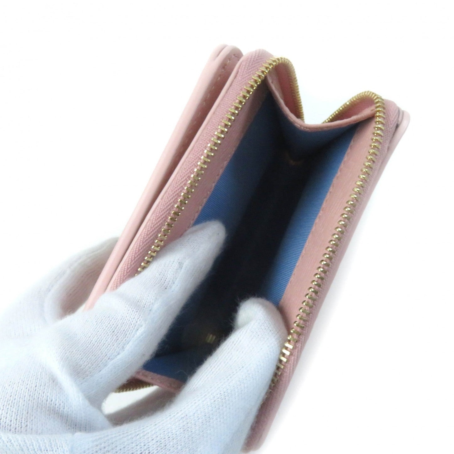 GUCCI Bifold Wallet 772639 leather Light pink Script Mini Wallet