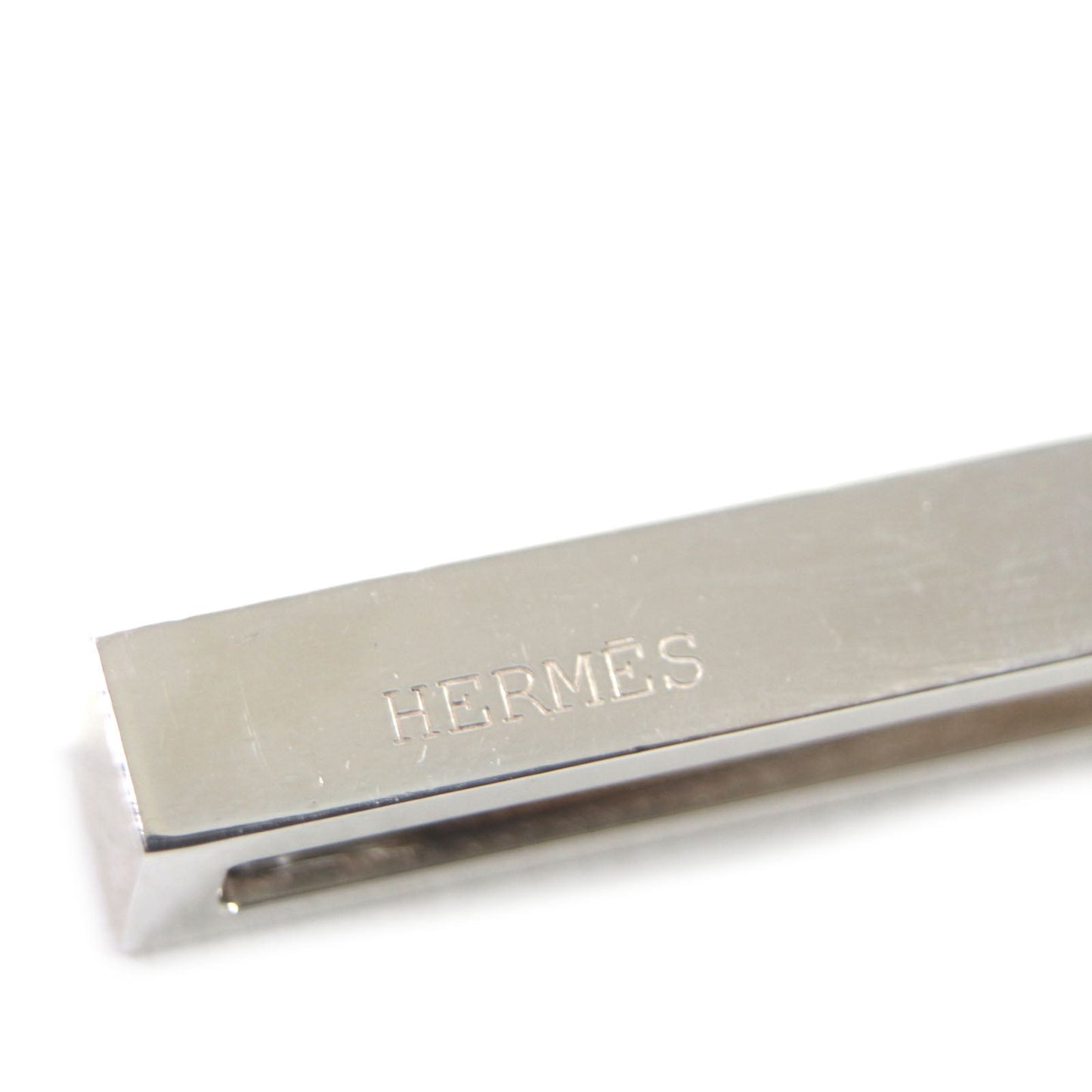 HERMES Tie pin Ag925 Silver black Clip tie bar Square neck tie pin