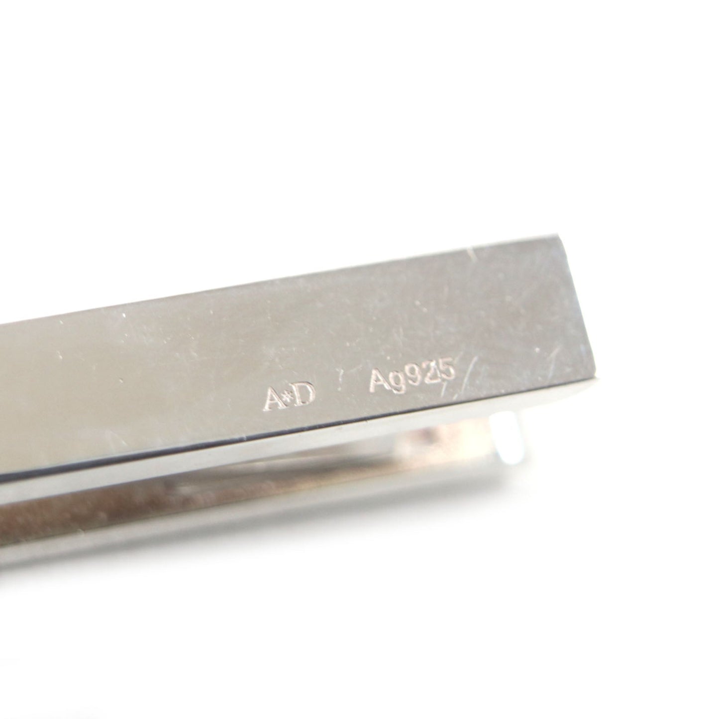 HERMES Tie pin Ag925 Silver black Clip tie bar Square neck tie pin