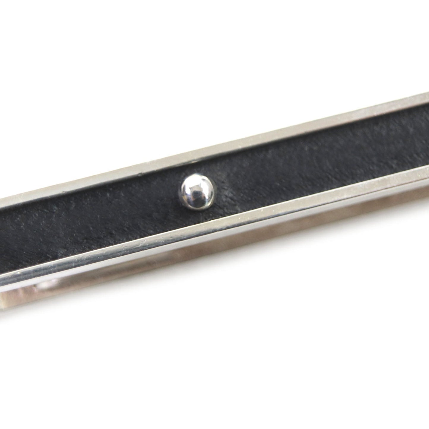 HERMES Tie pin Ag925 Silver black Clip tie bar Square neck tie pin
