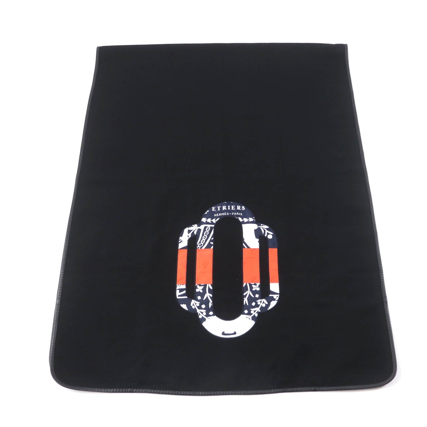 HERMES shawl cashmere black ETRIERS stirrups