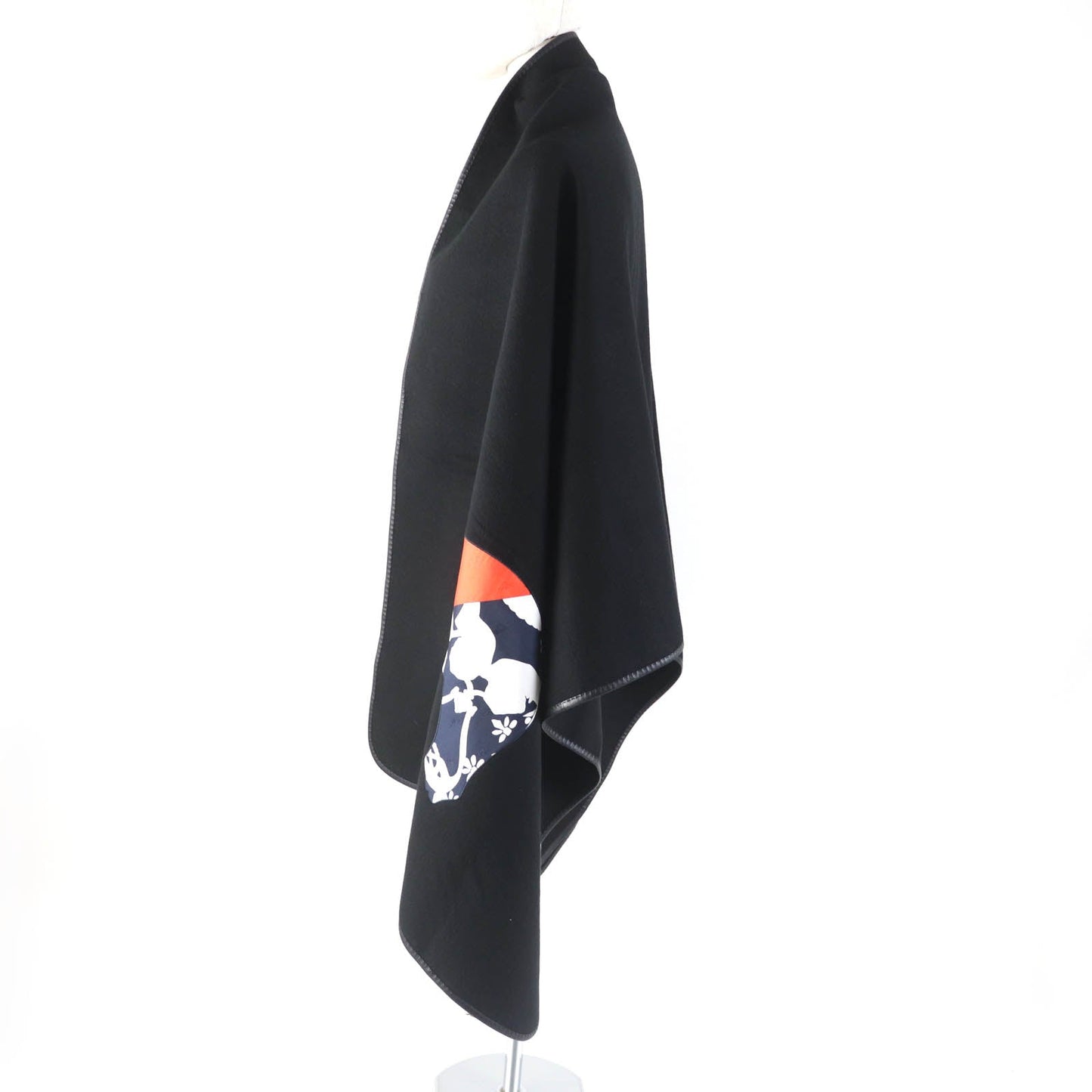 HERMES shawl cashmere black ETRIERS stirrups