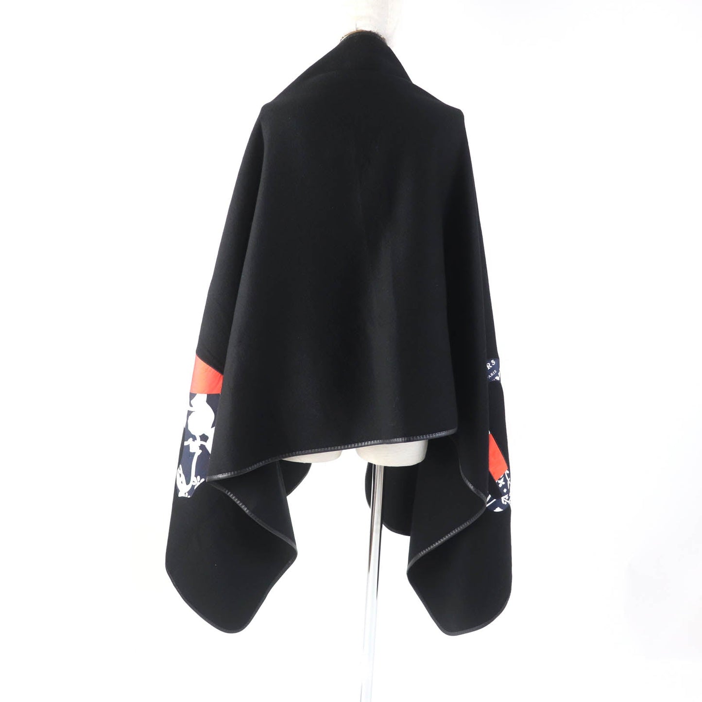 HERMES shawl cashmere black ETRIERS stirrups