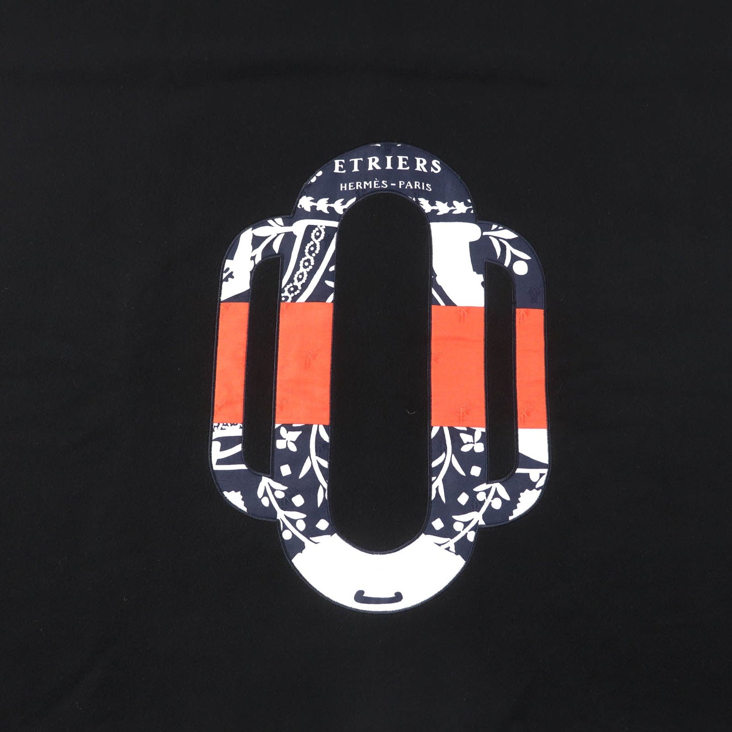 HERMES shawl cashmere black ETRIERS stirrups
