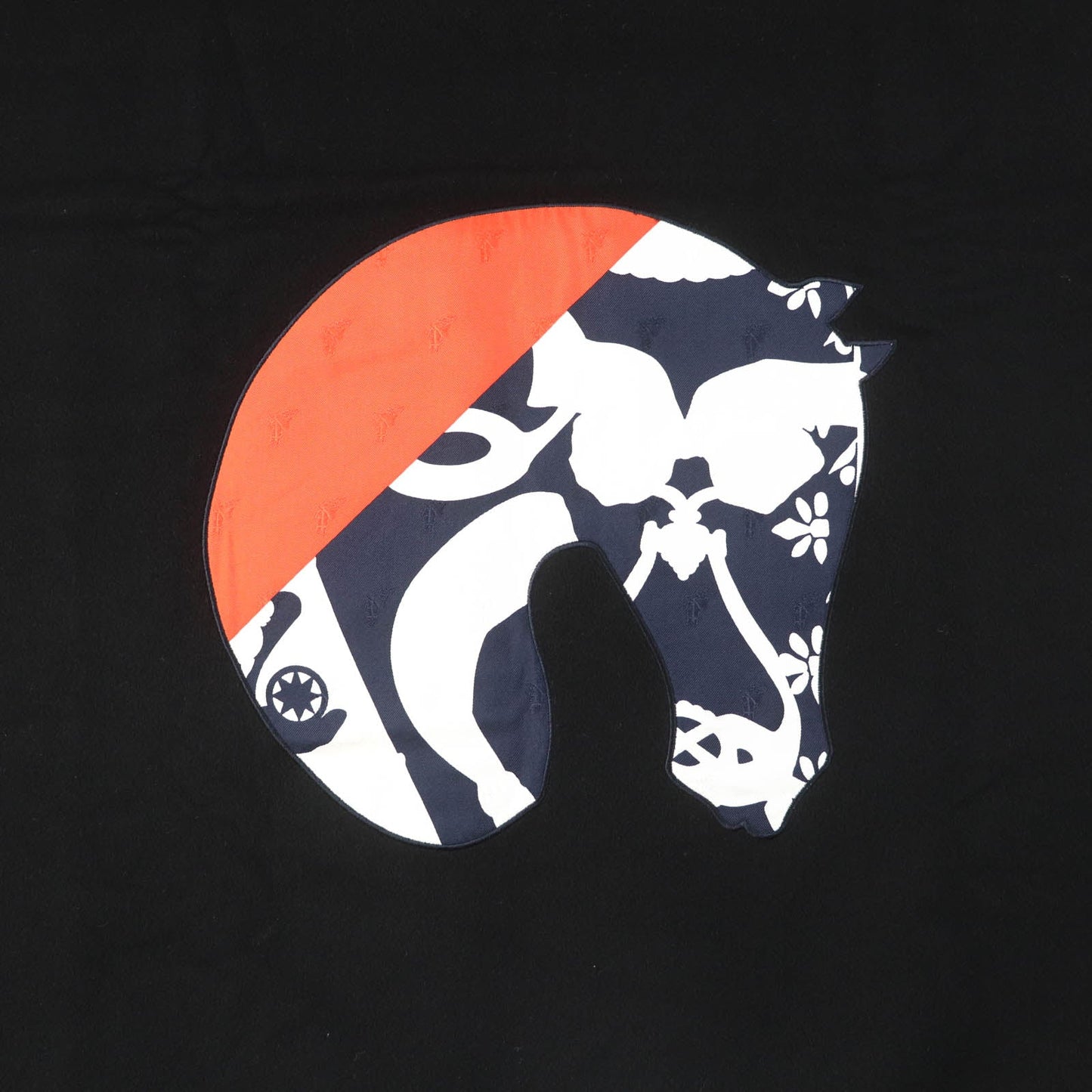 HERMES shawl cashmere black ETRIERS stirrups