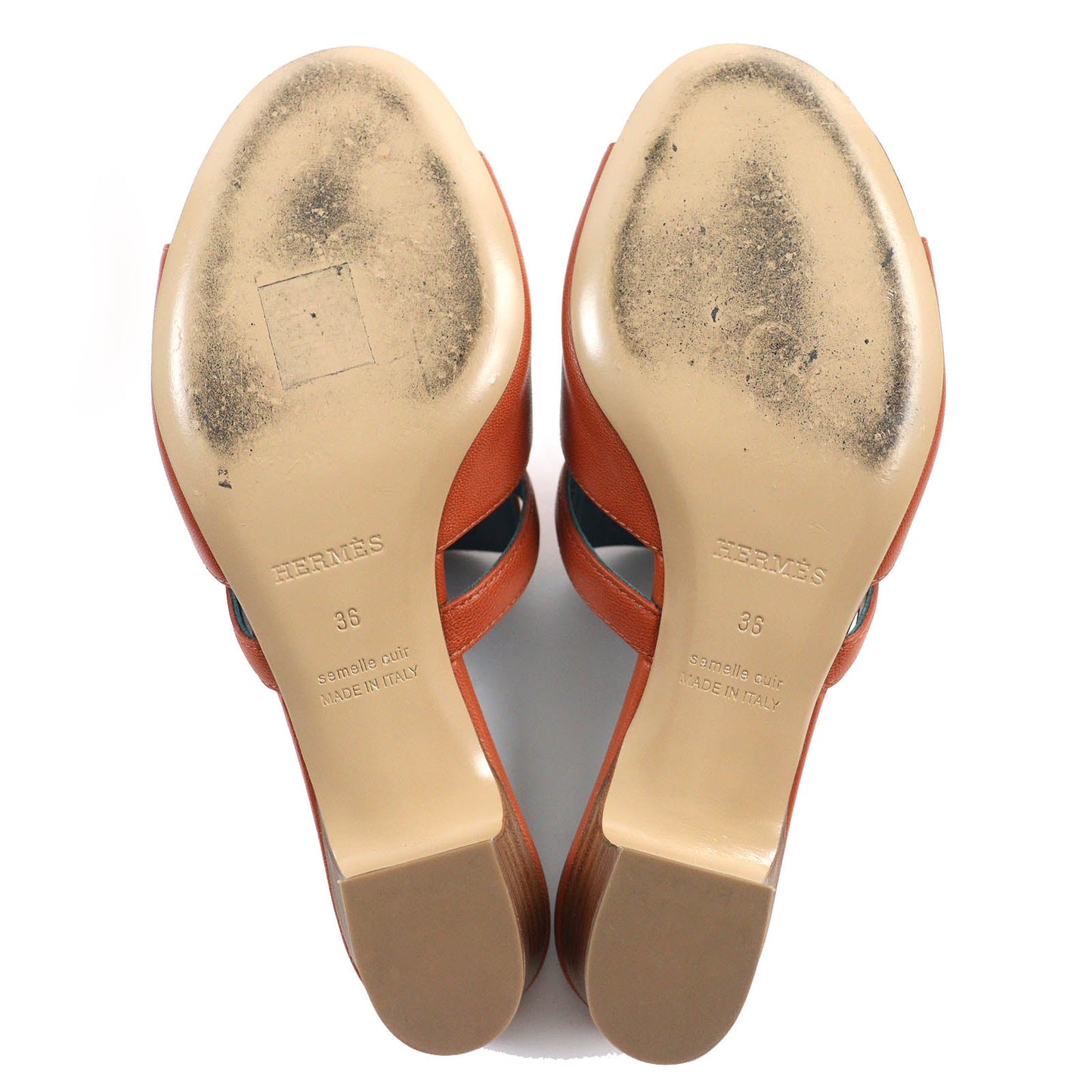 HERMES Sandals 211070Z leather Brown candy 36