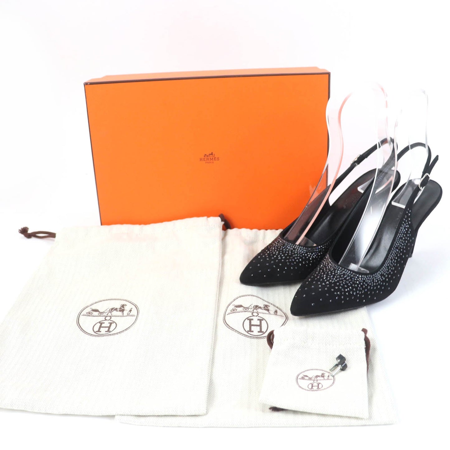 HERMES pumps Suede leather black Strath 90Festive Festive 90 37