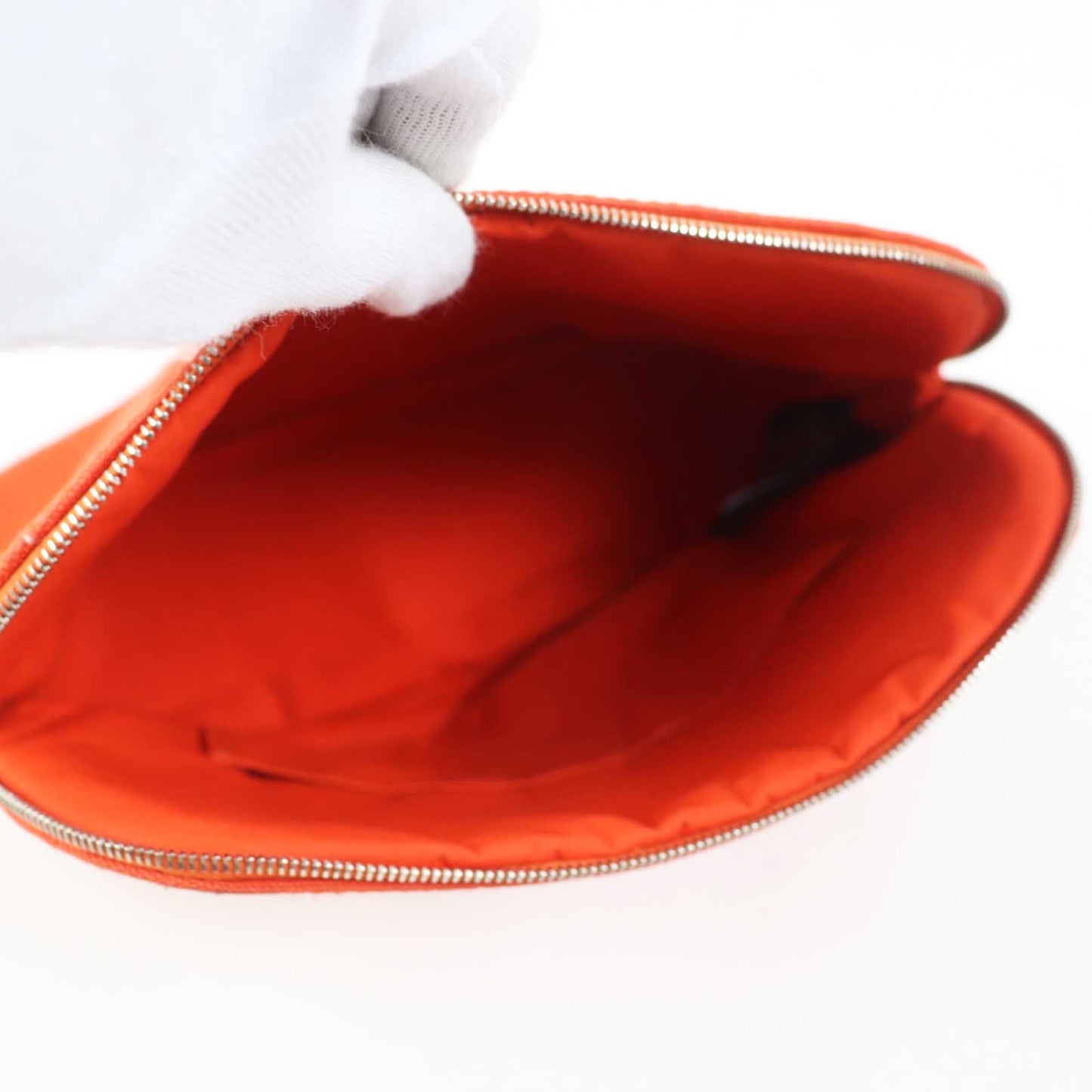 HERMES Pouch cotton Orange Bored Pouch MM
