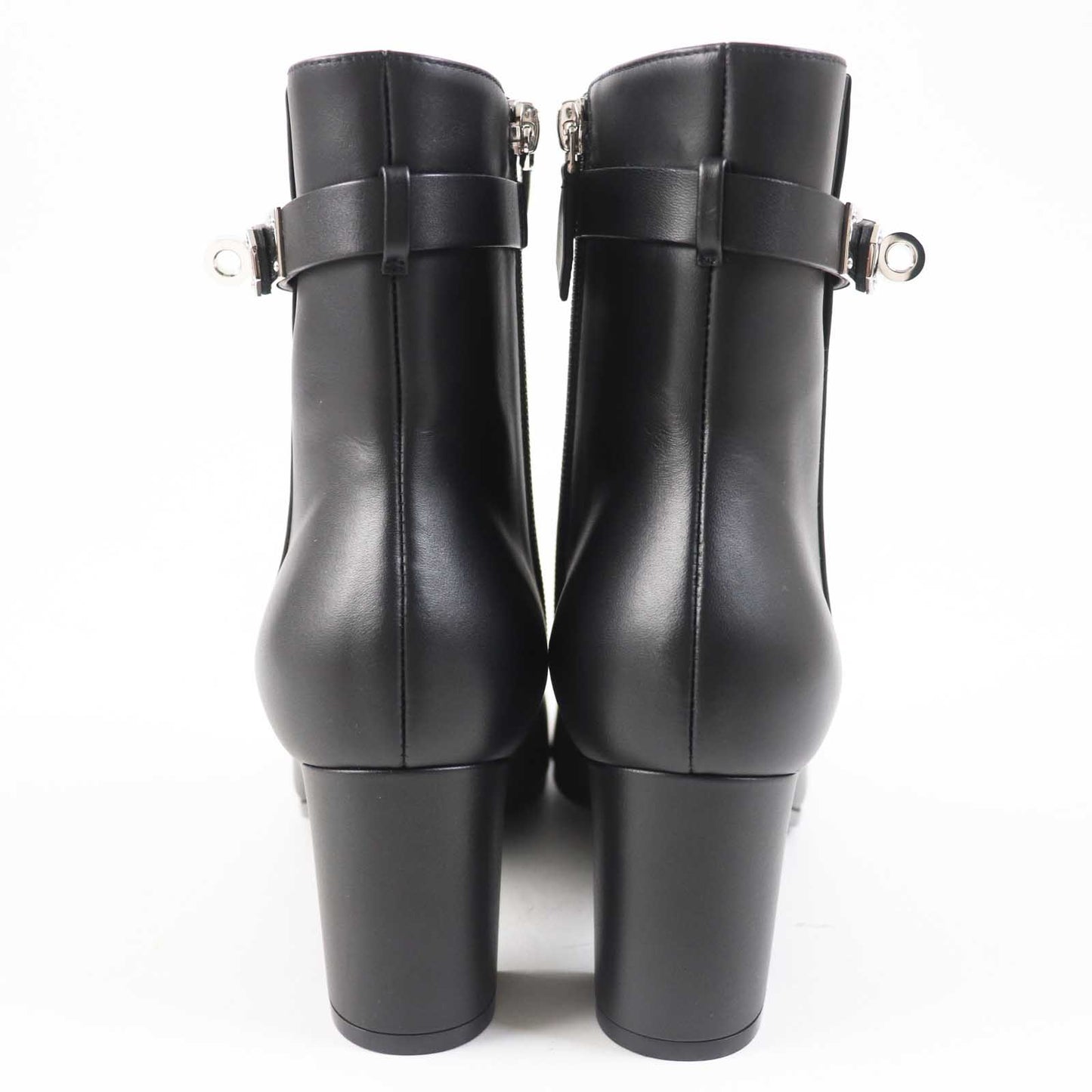 HERMES short boots leather black Saint Germain 37
